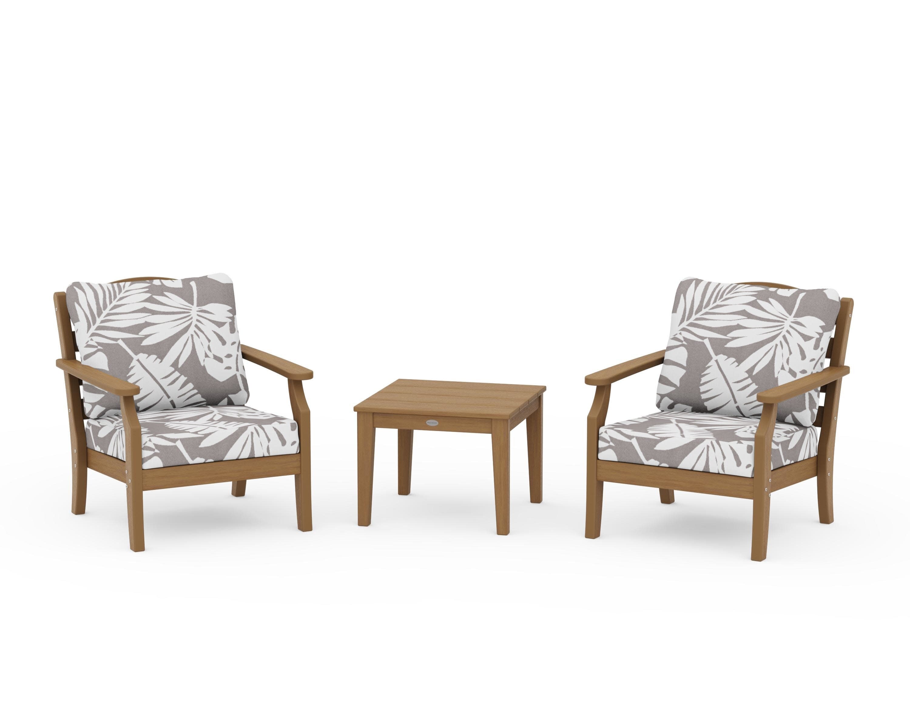 Savannah 3-Piece Deep Seating Set in Natural / Leaf Grey Mist