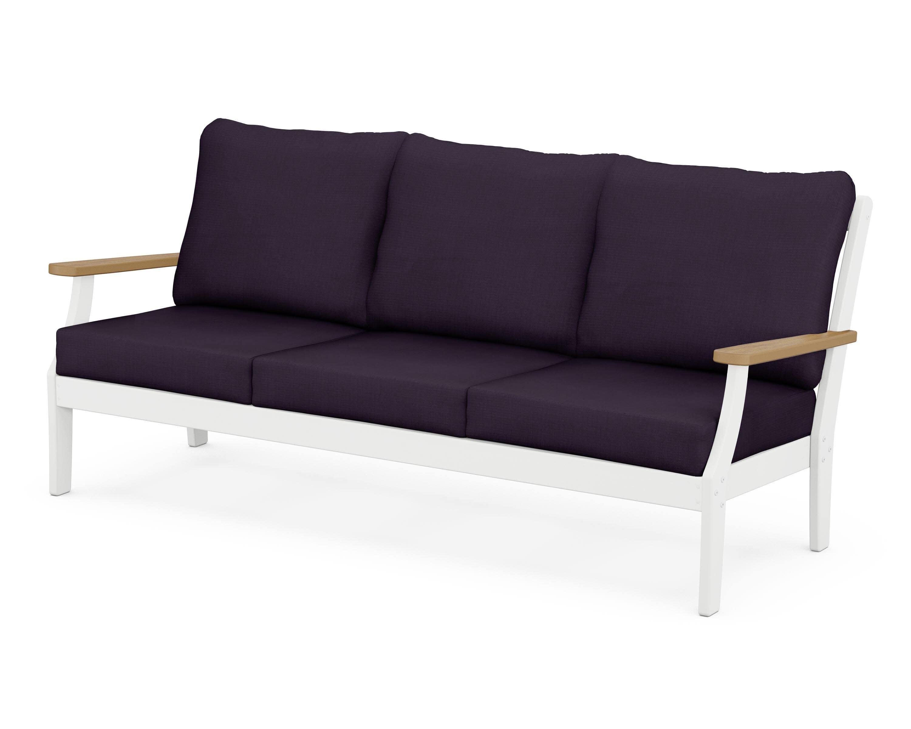 Braxton Deep Seating Sofa in White / Natural / Navy Linen