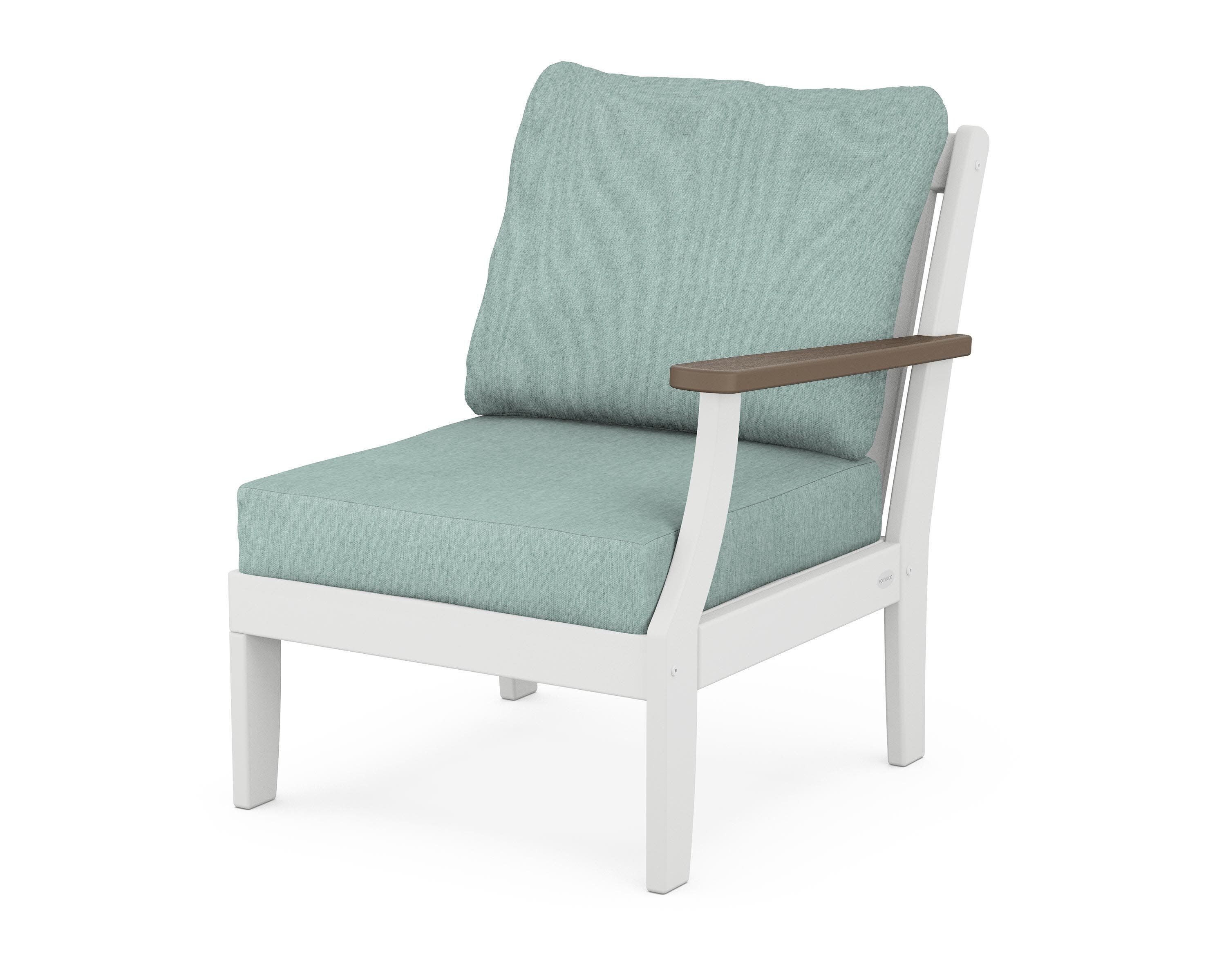 Braxton Modular Right Arm Chair in White / Kona / Glacier Spa