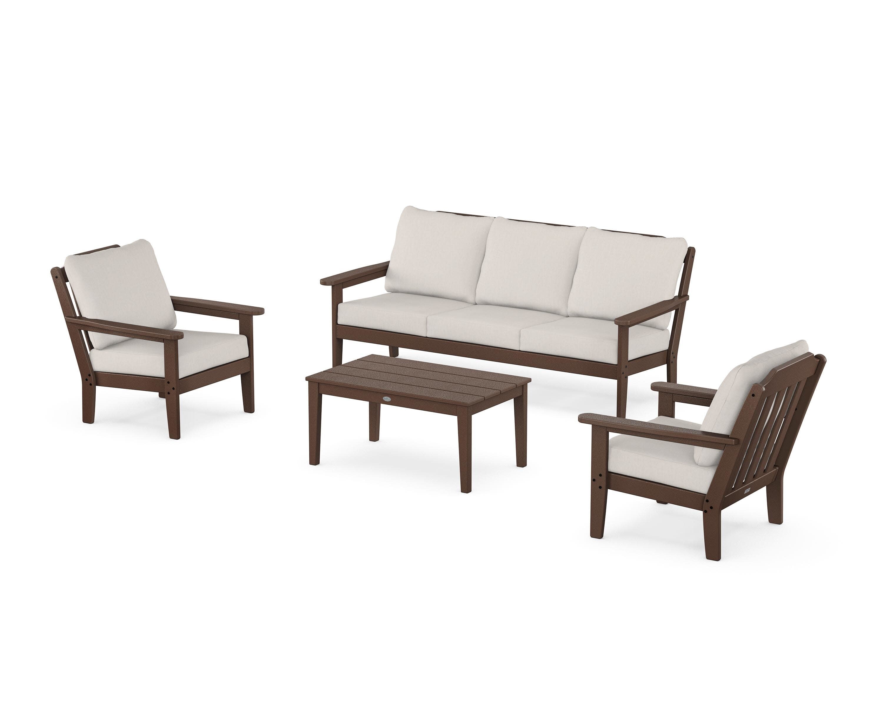 Cottage 4-Piece Deep Seating Set with Sofa in Mahogany / Cast Ash