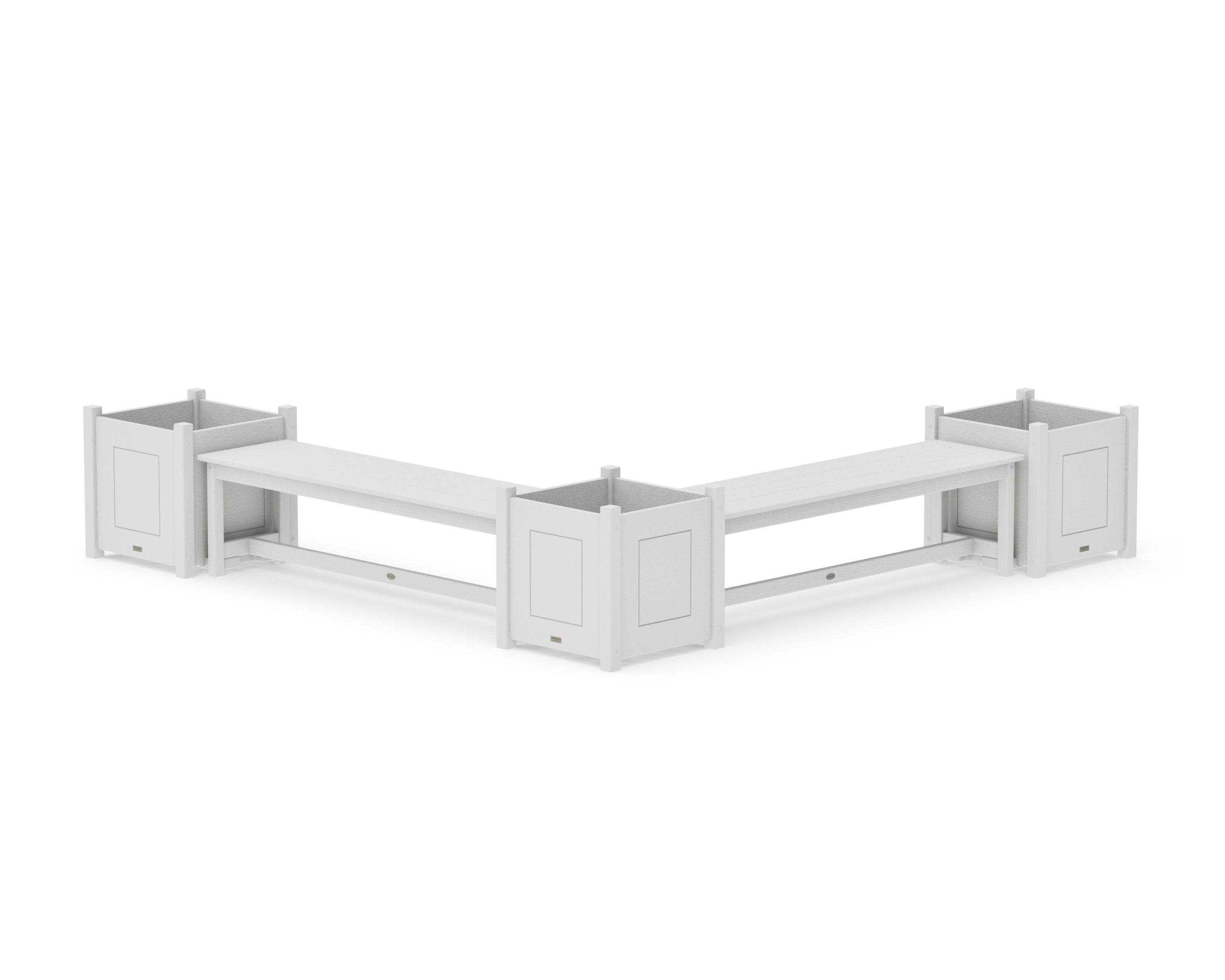 60" Country Living L- Shaped Planter Bench Corner Set - Large in Vintage White
