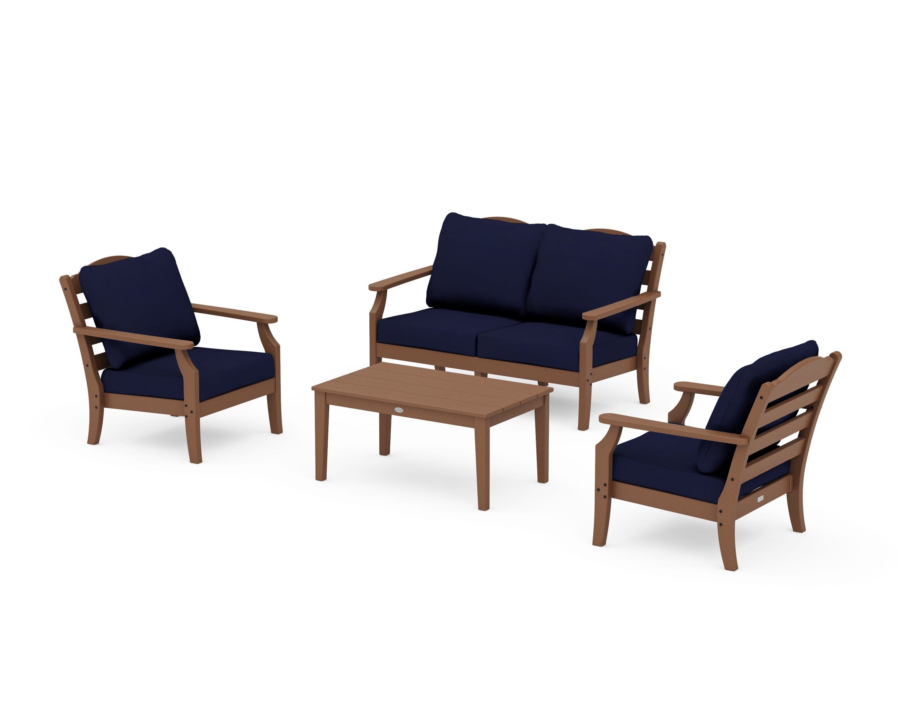 Savannah 4-Piece Deep Seating Set with Loveseat in Teak / Navy