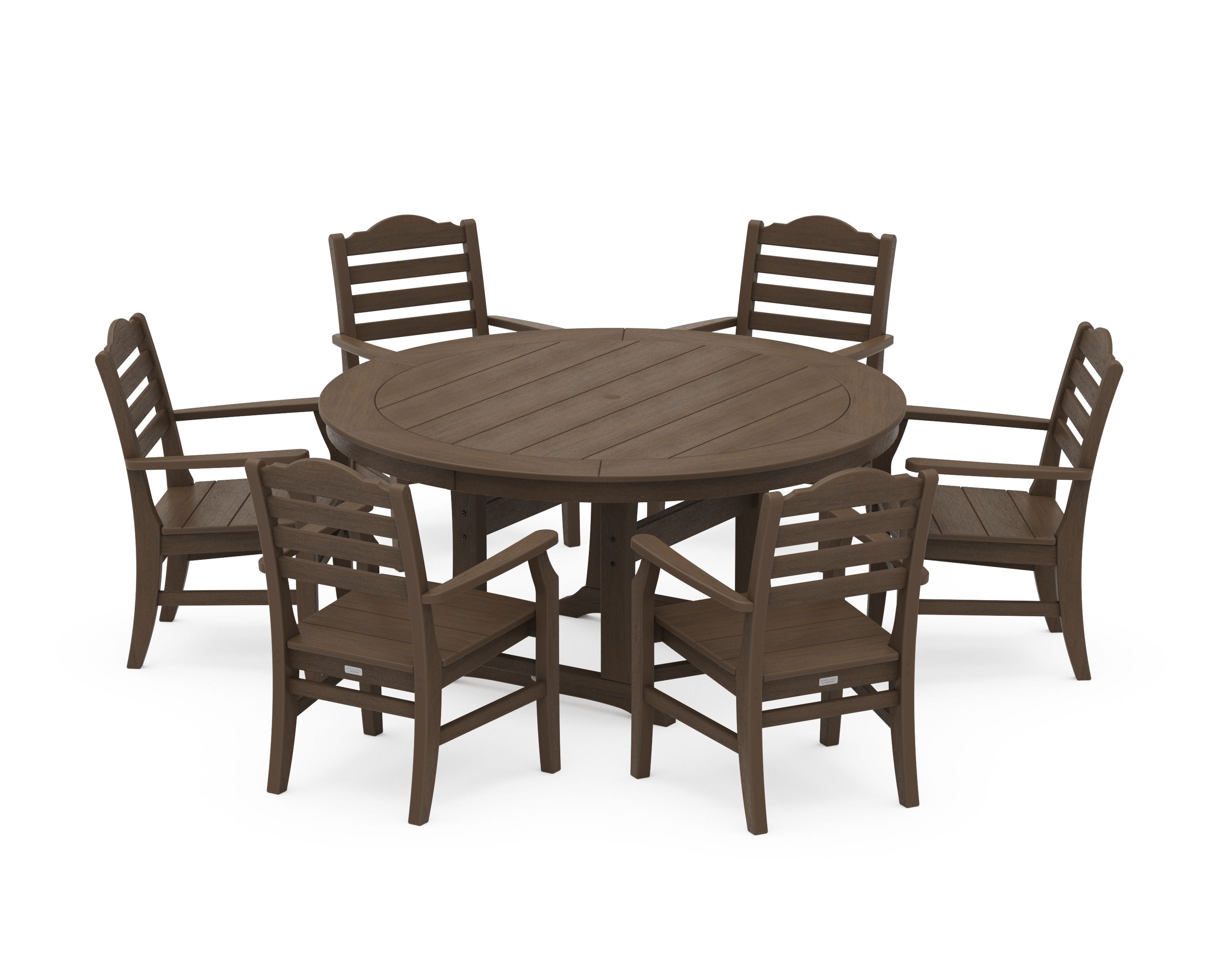 Savannah 7-Piece Arm Chair Round Dining Set in Kona