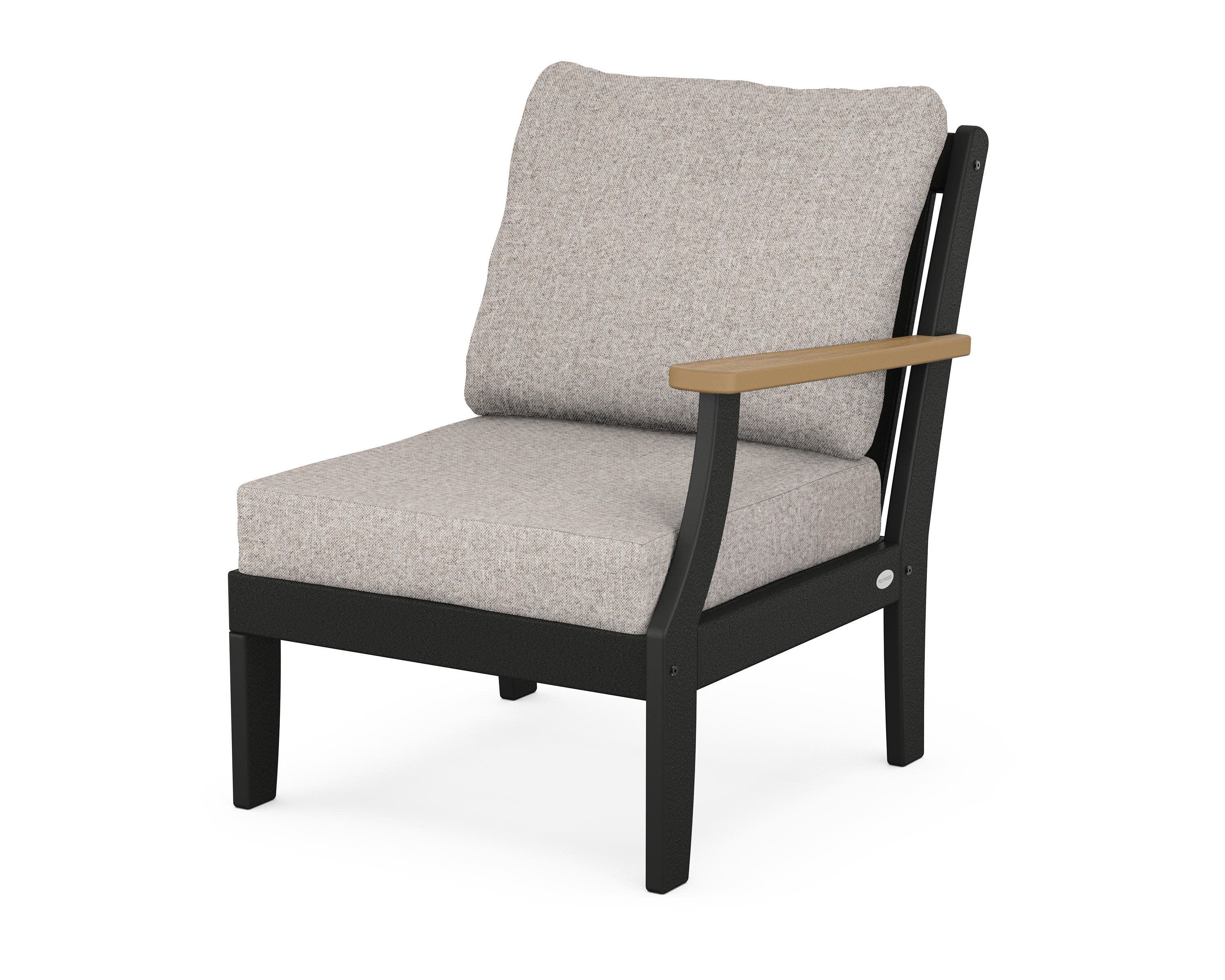Braxton Modular Right Arm Chair in Black / Natural / Weathered Tweed