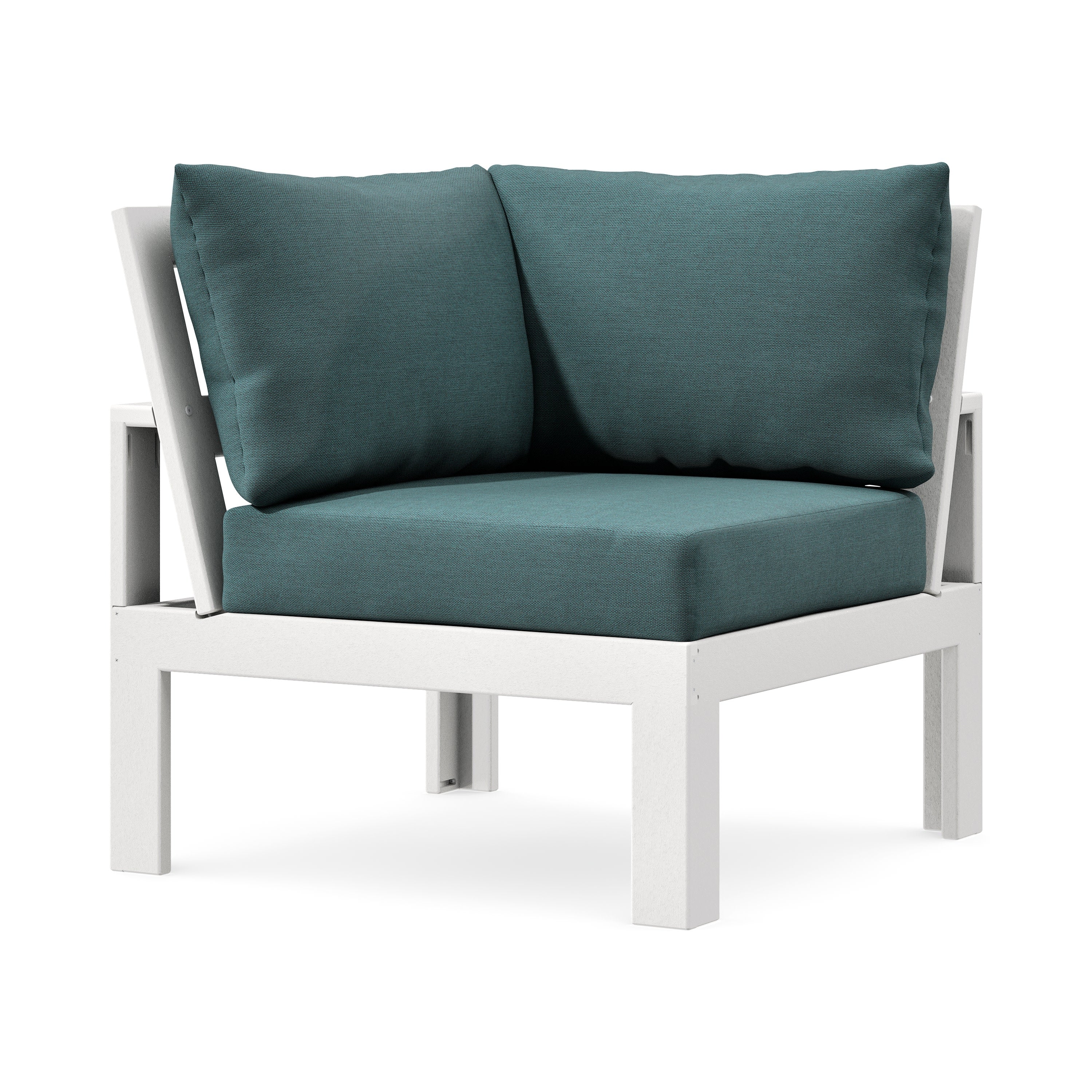 Modular Corner Chair in White / Ocean Teal