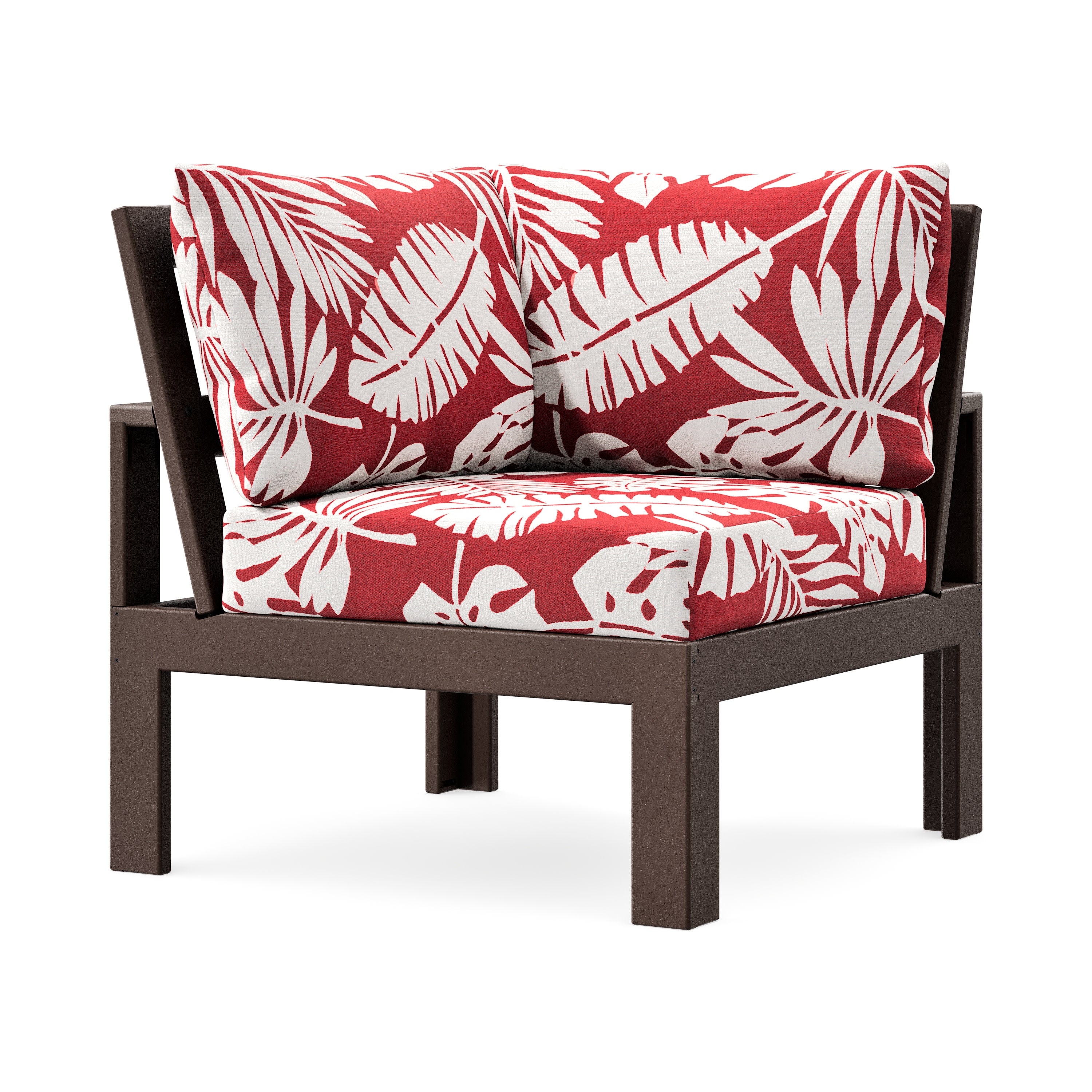 Modular Corner Chair in Mahogany / Leaf Crimson