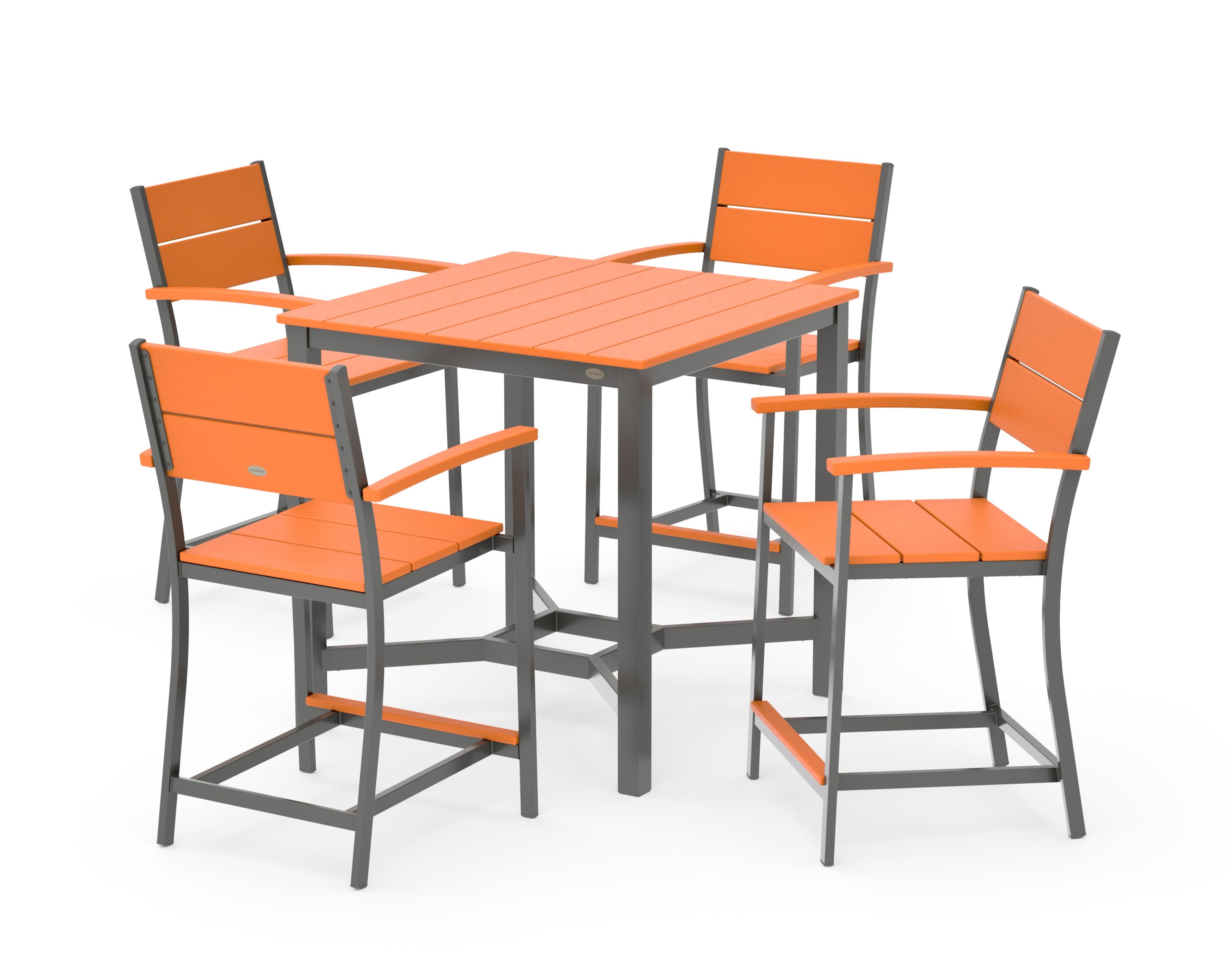 Main Street 5-Piece Counter Set in Charcoal / Tangerine