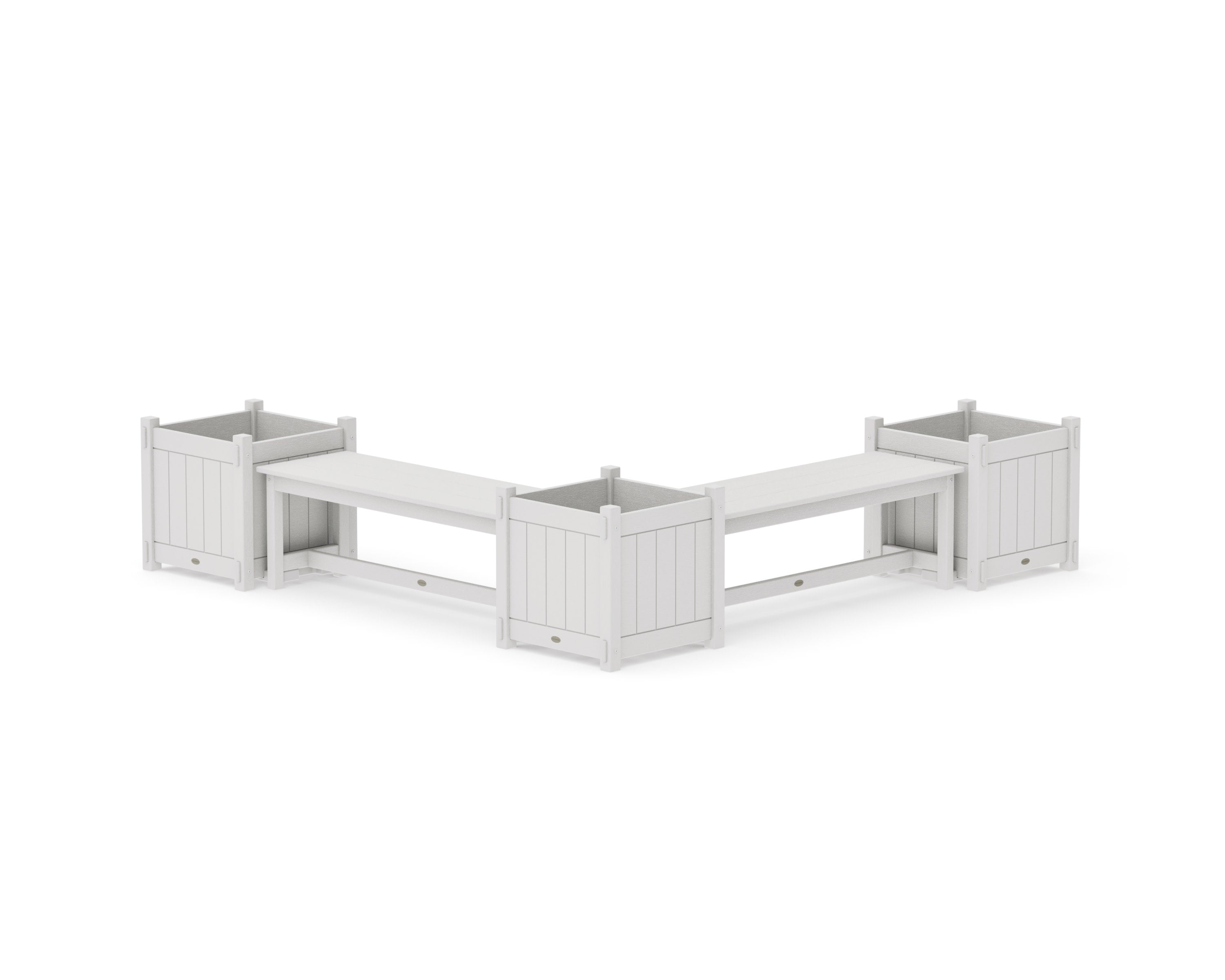 48" Vineyard L- Shaped Planter Bench Corner Set - Large in Vintage White