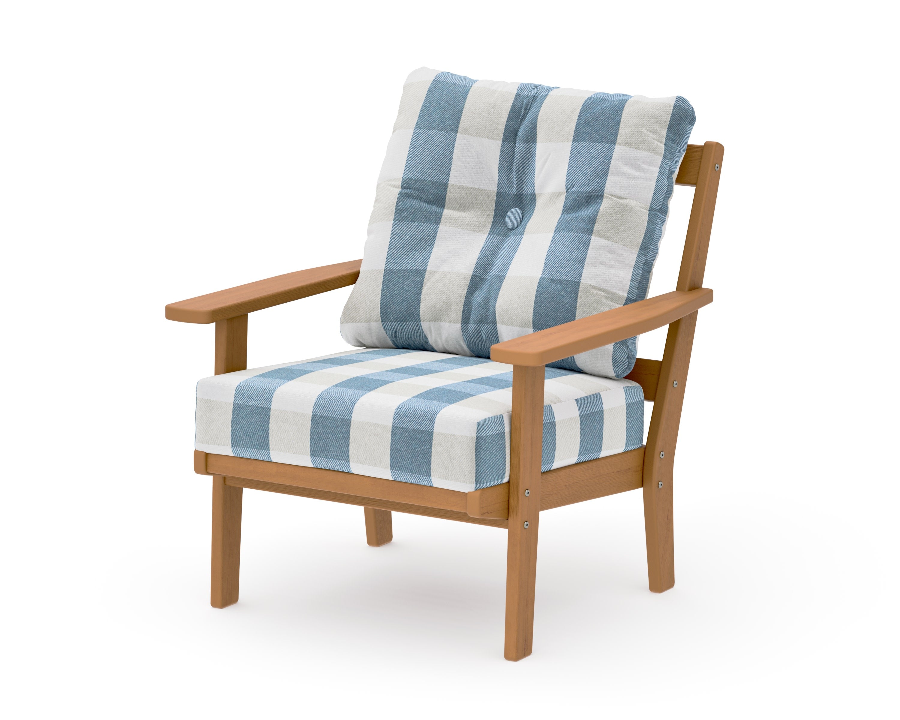 Oxford Deep Seating Chair in Natural / Buffalo Plaid Sky Blue