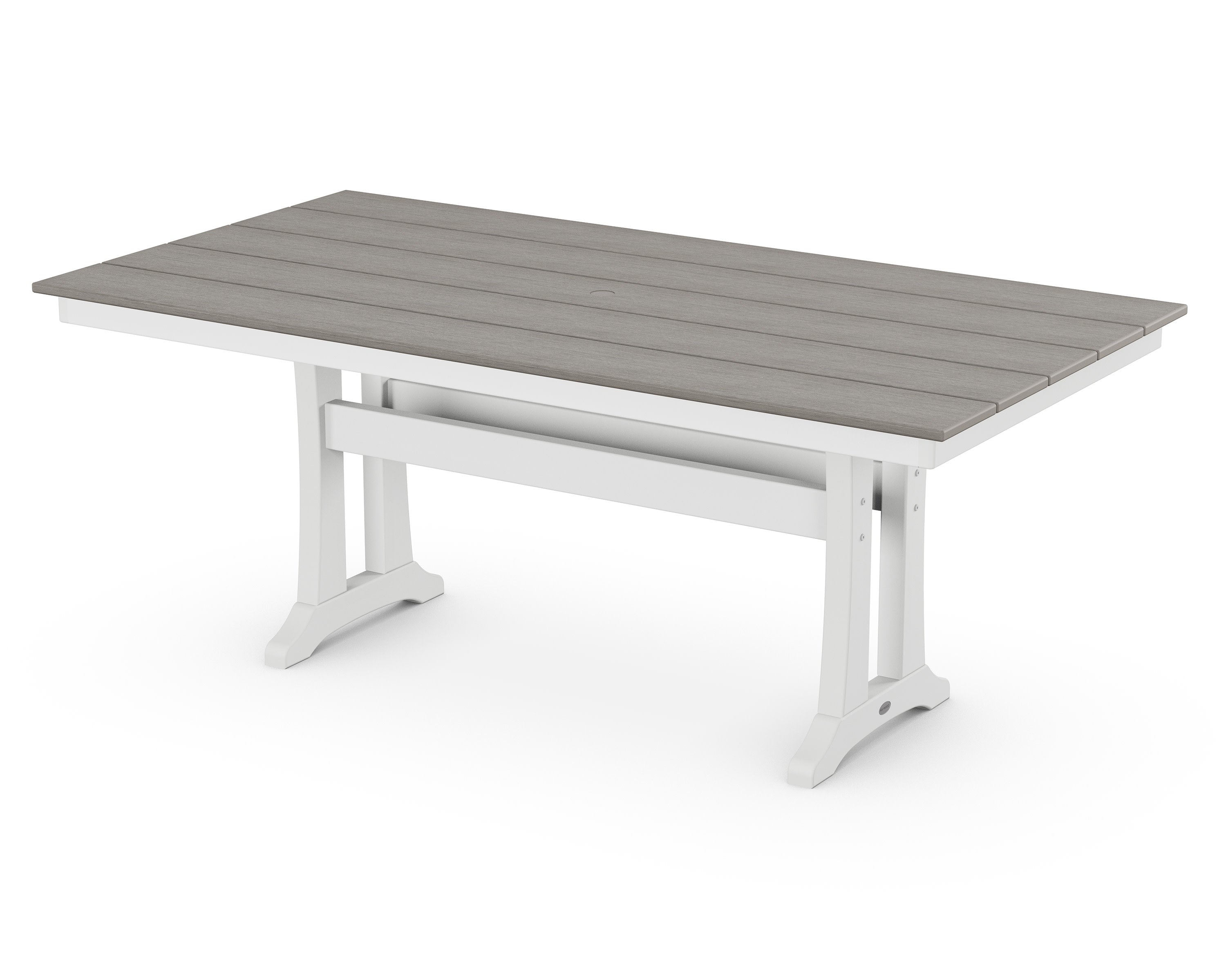 Farmhouse Trestle 37" x 72" Dining Table in White / Driftwood
