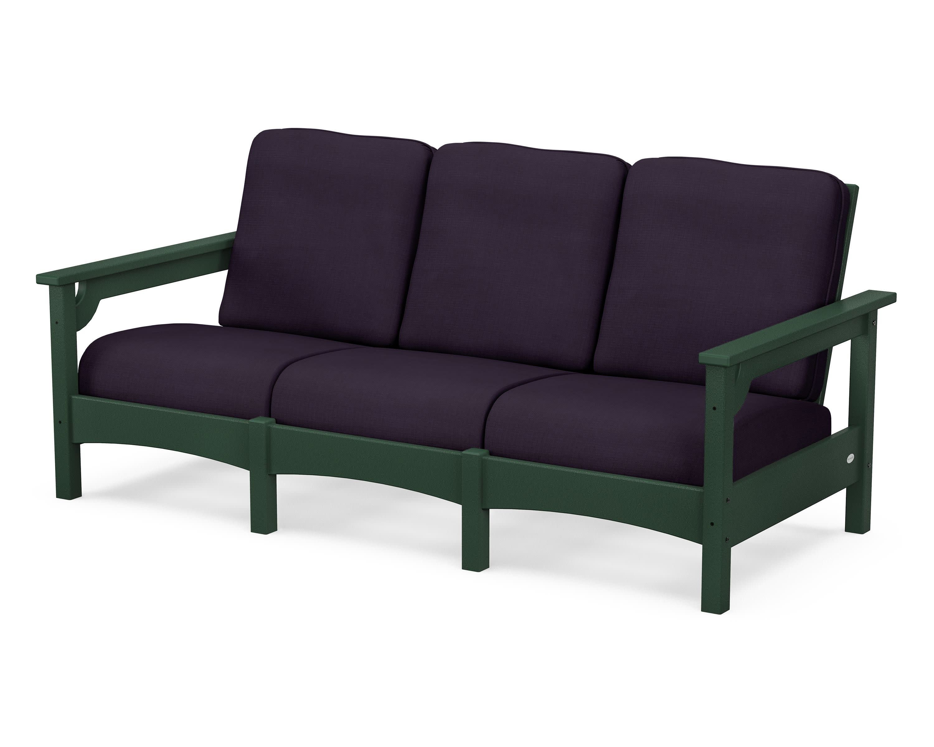 Club Sofa in Green / Navy Linen