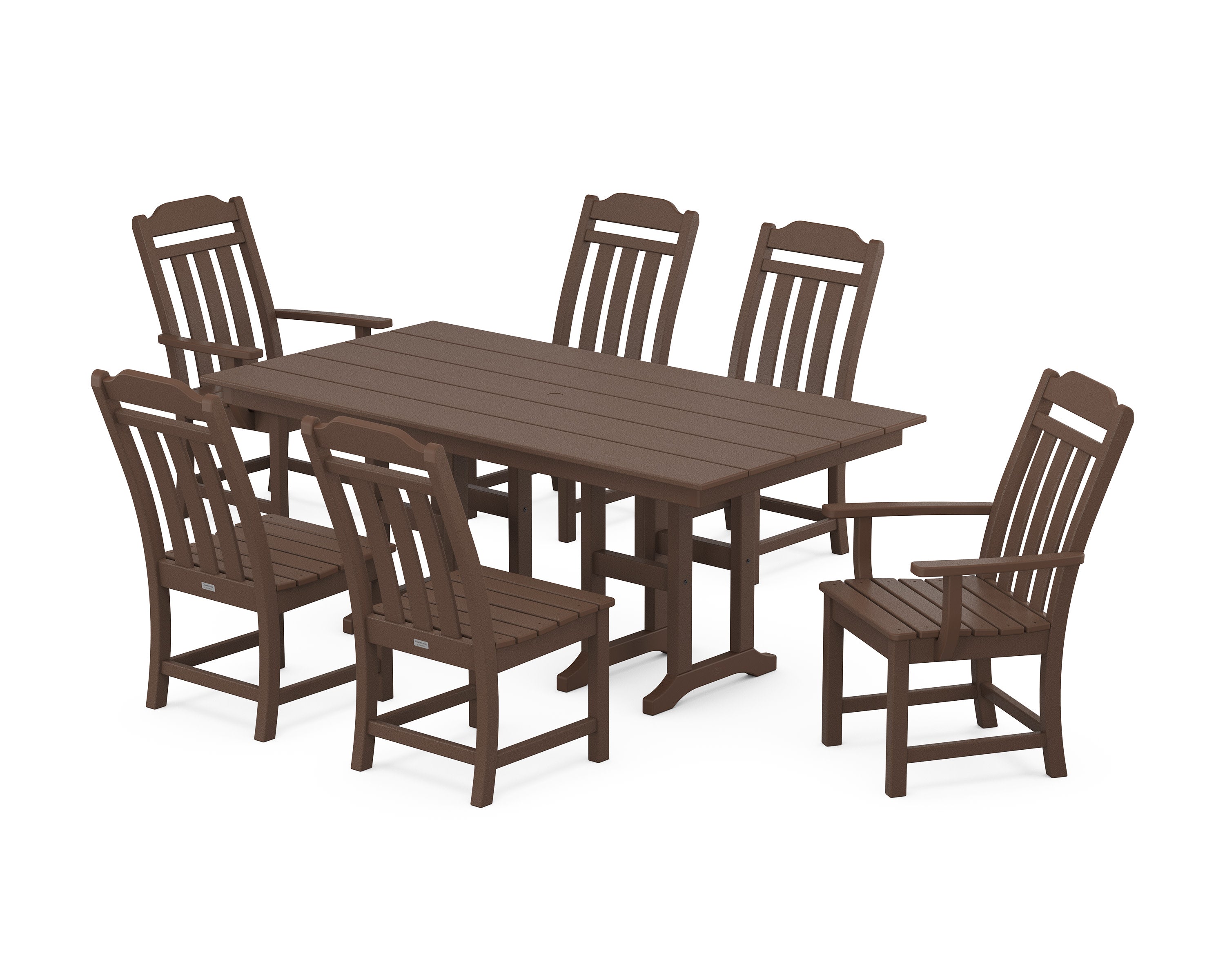 Cottage 7-Piece Farmhouse Dining Set in Mahogany