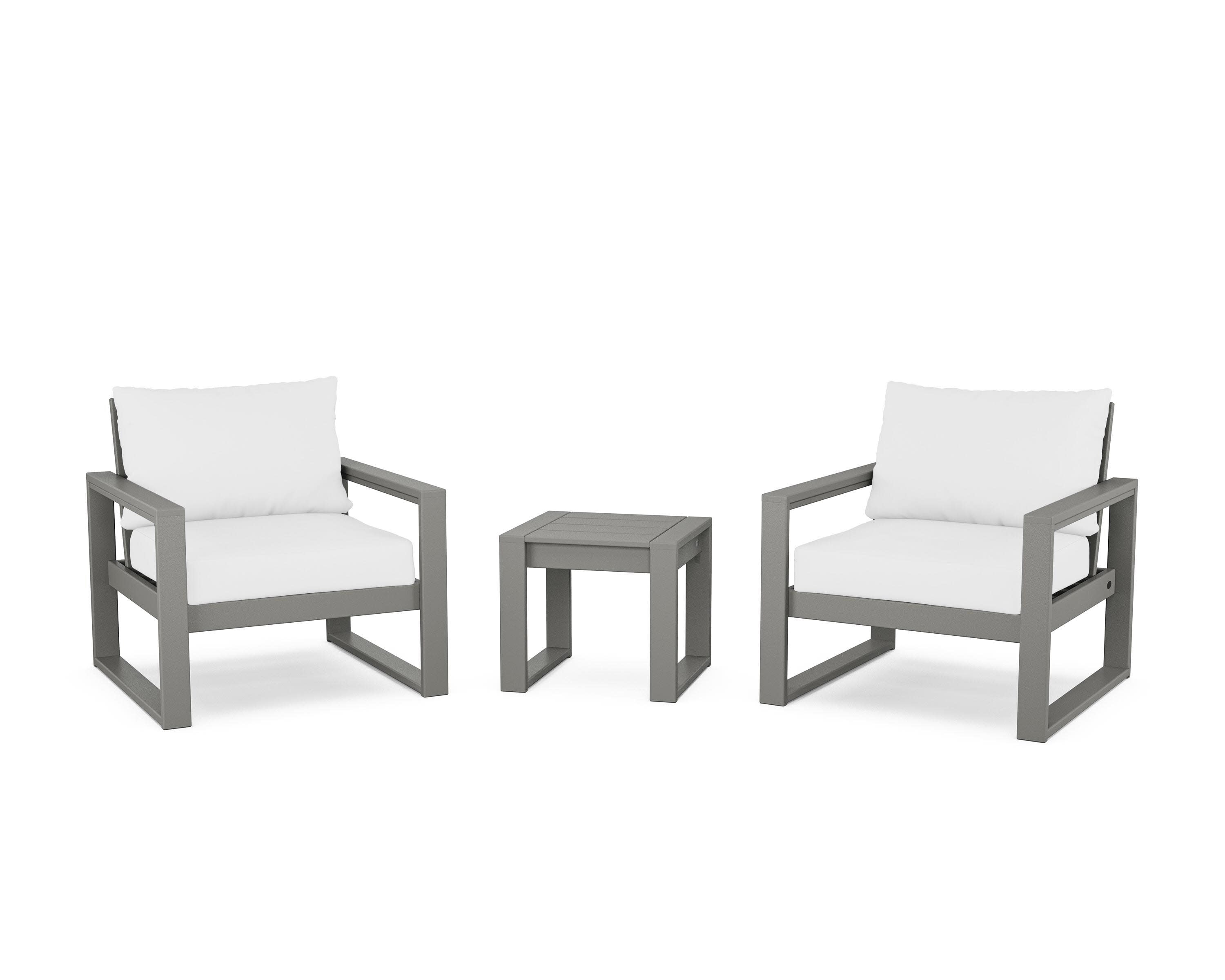 EDGE Sectional 3-Piece Deep Seating Set in Slate Grey / Natural