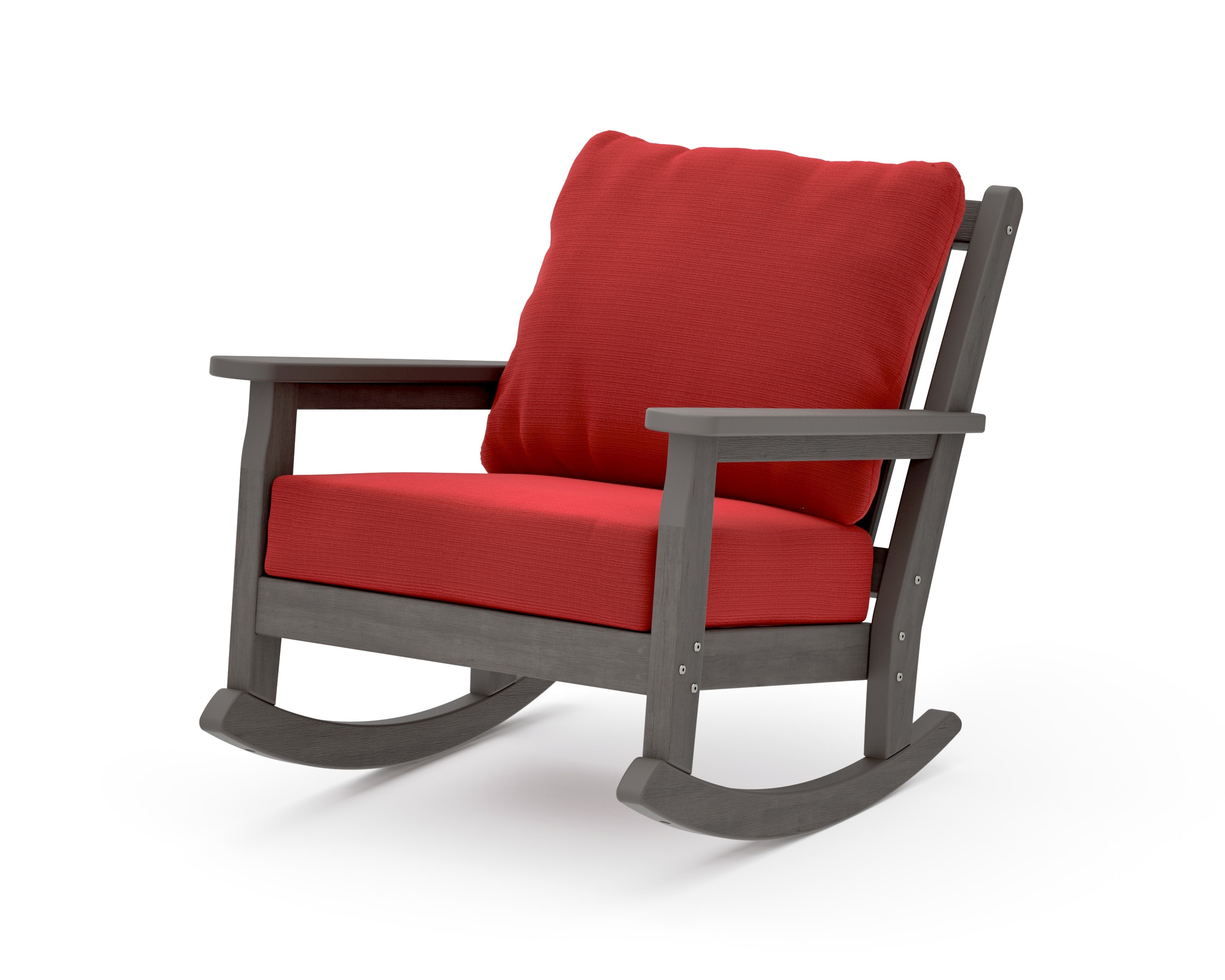 Chippendale Deep Seating Rocking Chair in Driftwood / Crimson Linen