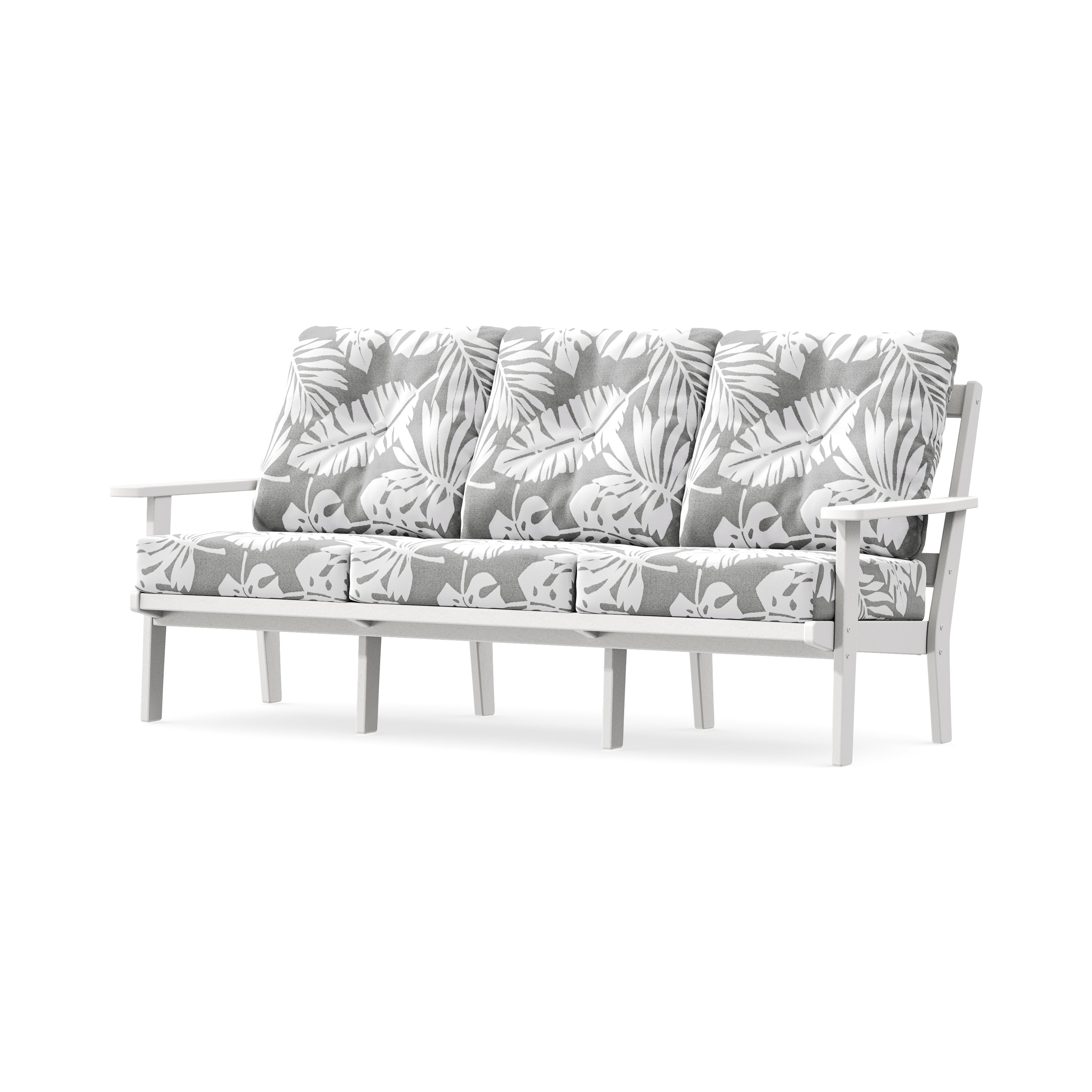 Oxford Deep Seating Sofa in White / Leaf Grey Mist
