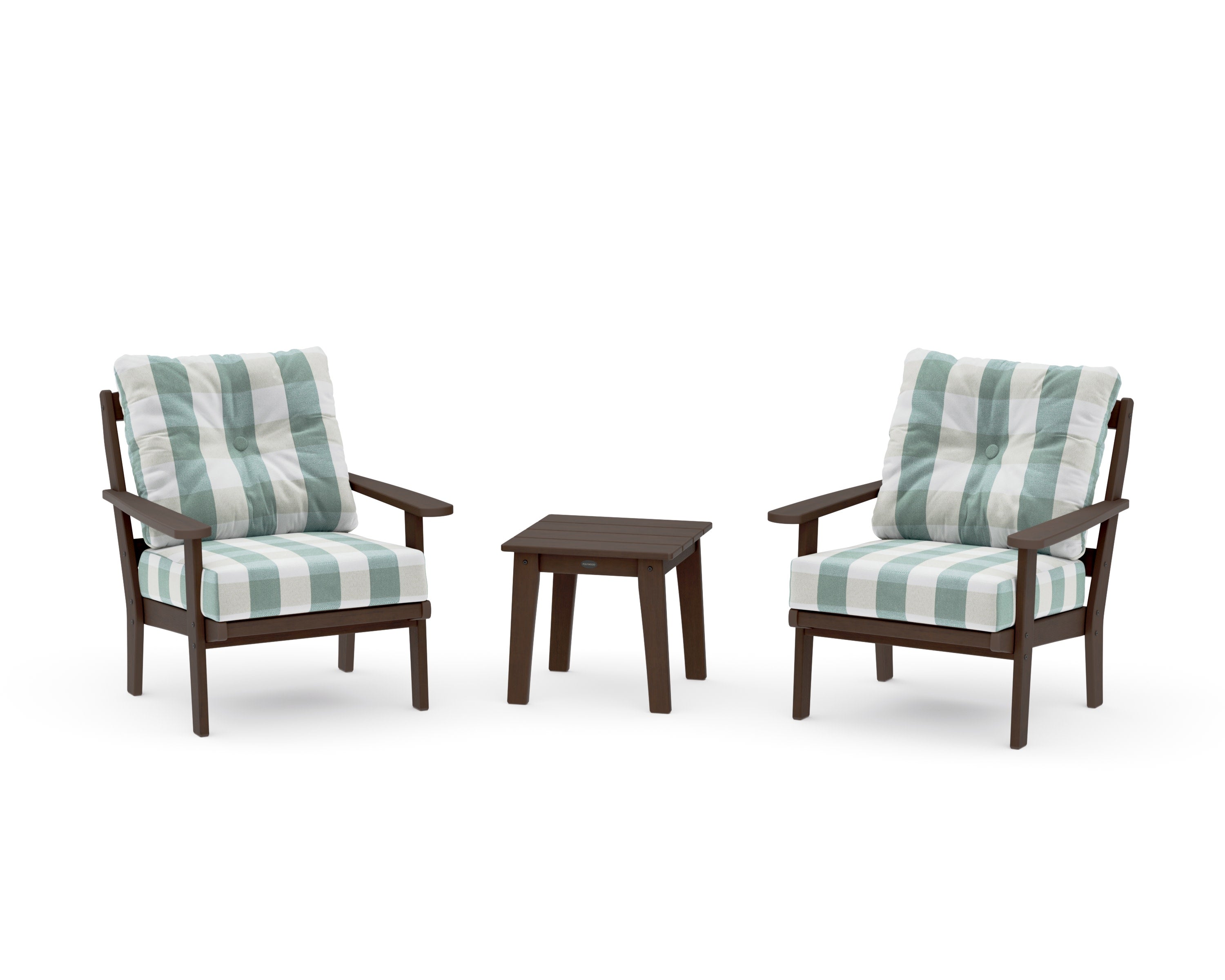 Mission 3-Piece Deep Seating Set in Kona / Buffalo Plaid Glacier Spa