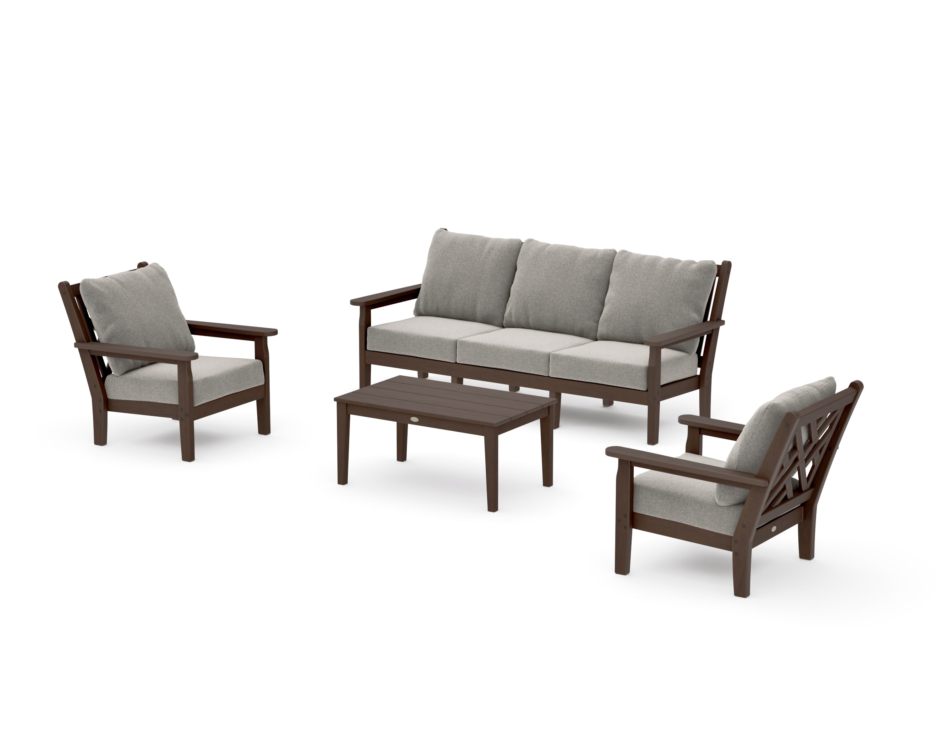 Chippendale 4-Piece Deep Seating Set with Sofa in Kona / Weathered Tweed