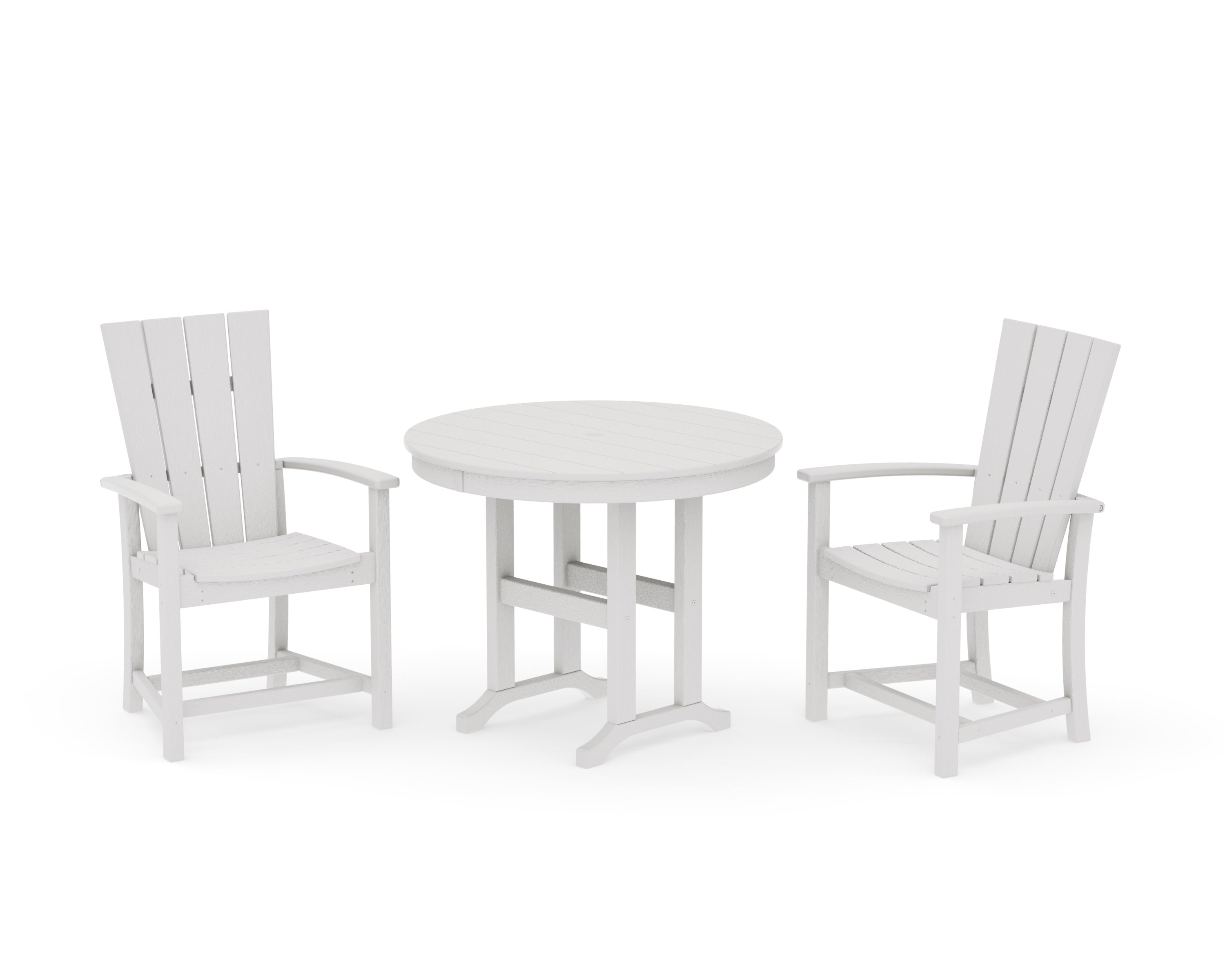 Quattro 3-Piece Round Farmhouse Dining Set in Vintage White