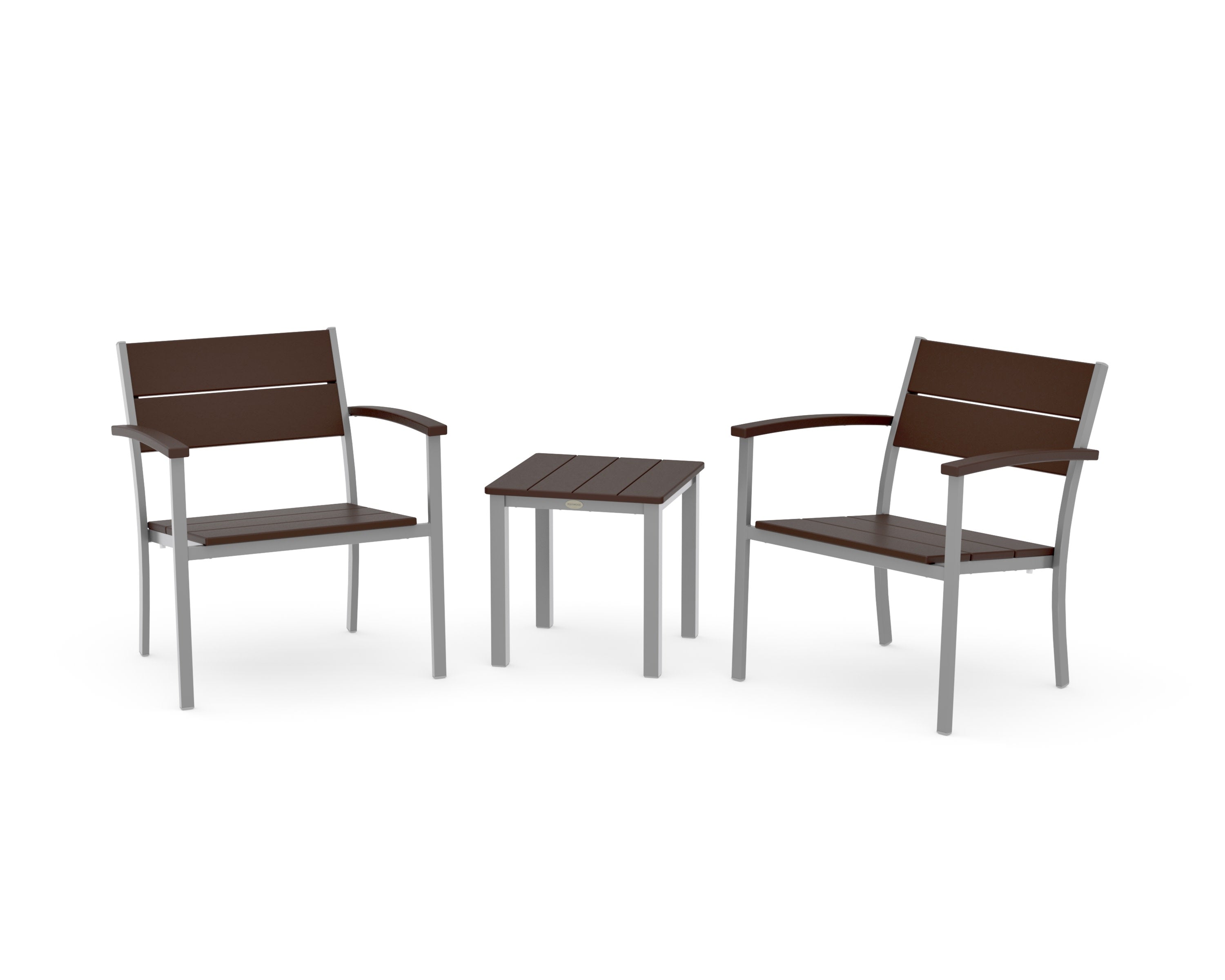 Main Street 3-Piece Lounge Chair Set in Silver / Mahogany