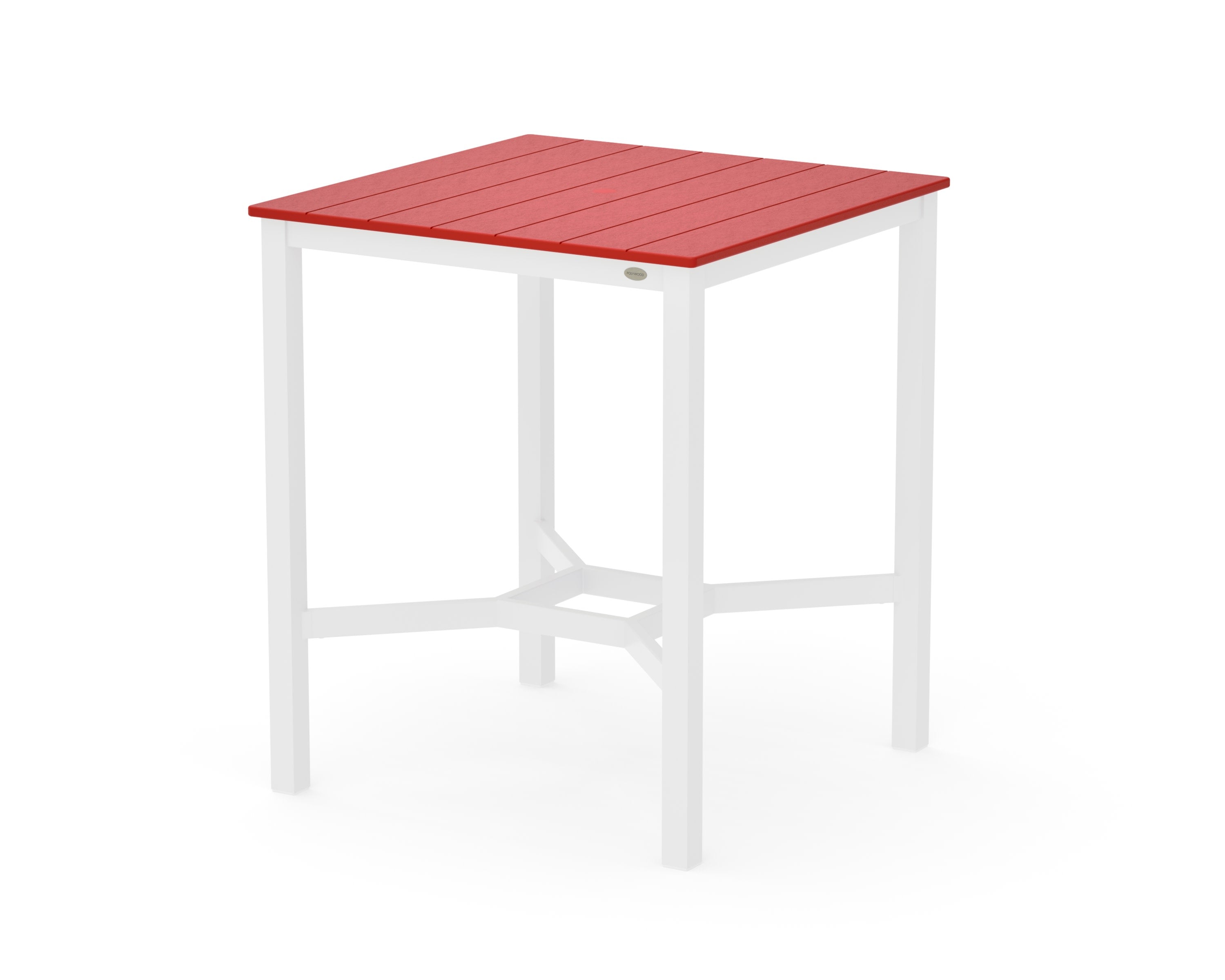 Main Street 36 x 36 Bar Table in White / Sunset Red
