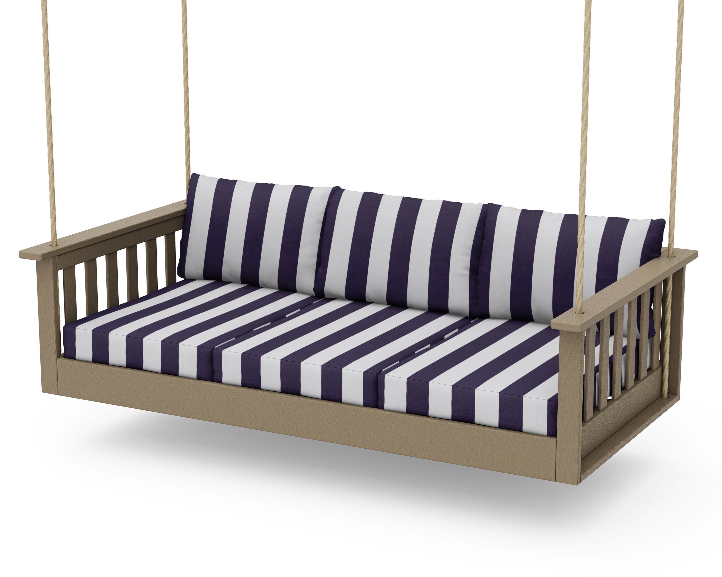 Vineyard Daybed Swing in Vintage Sahara / Cabana Stripe Navy