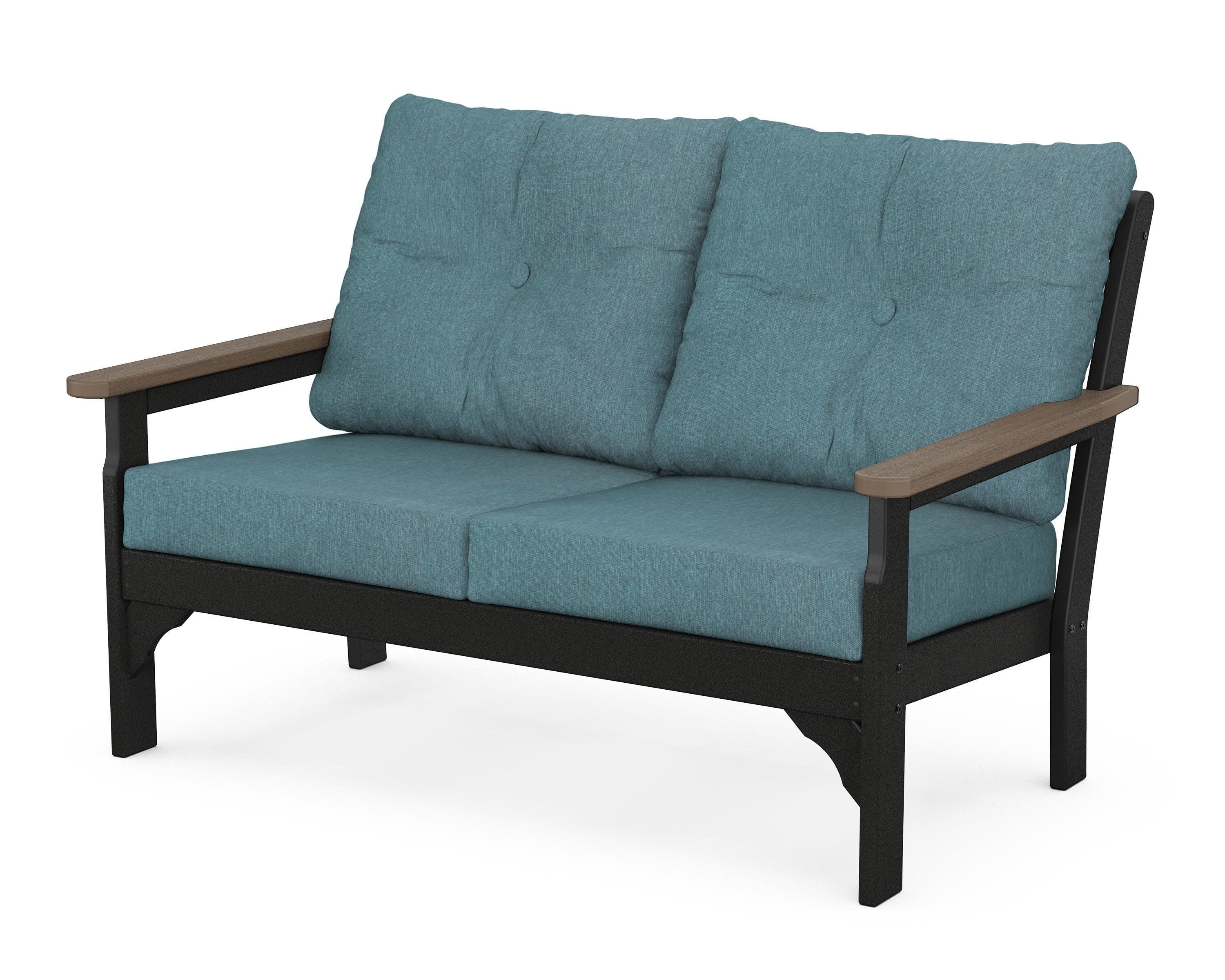 Vineyard Deep Seating Loveseat in Black / Kona / Ocean Teal