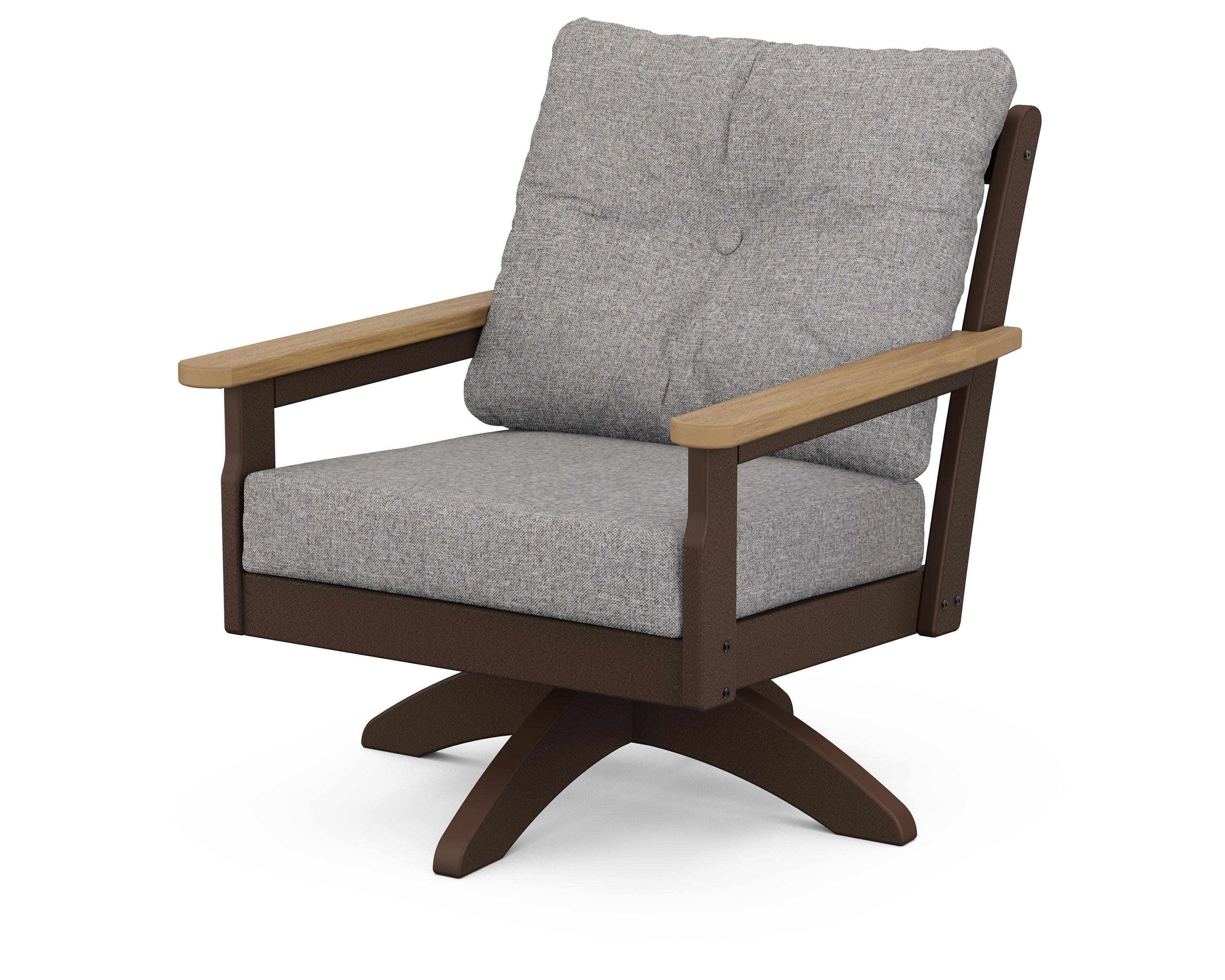 Vineyard Deep Seating Swivel Chair in Mahogany / Natural / Grey Mist