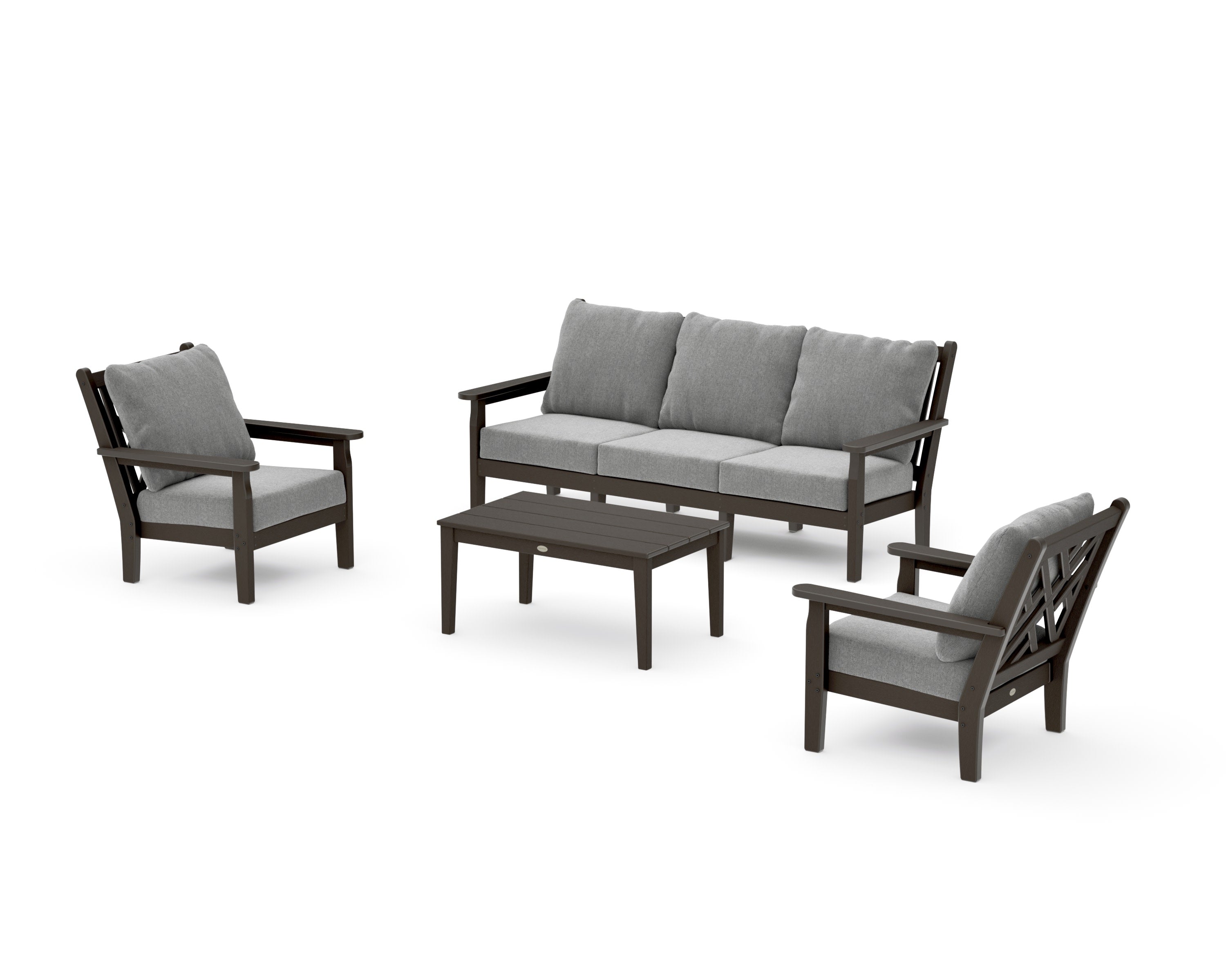 Chippendale 4-Piece Deep Seating Set with Sofa in Vintage Coffee / Grey Mist