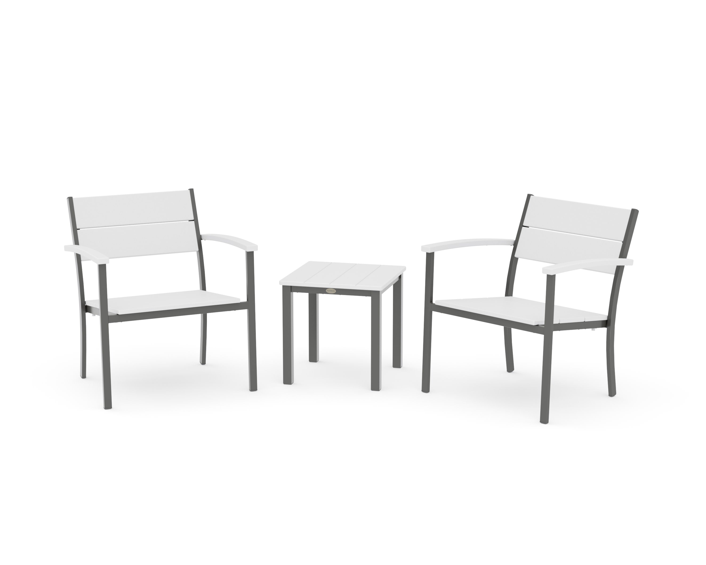 Main Street 3-Piece Lounge Chair Set in Charcoal / White