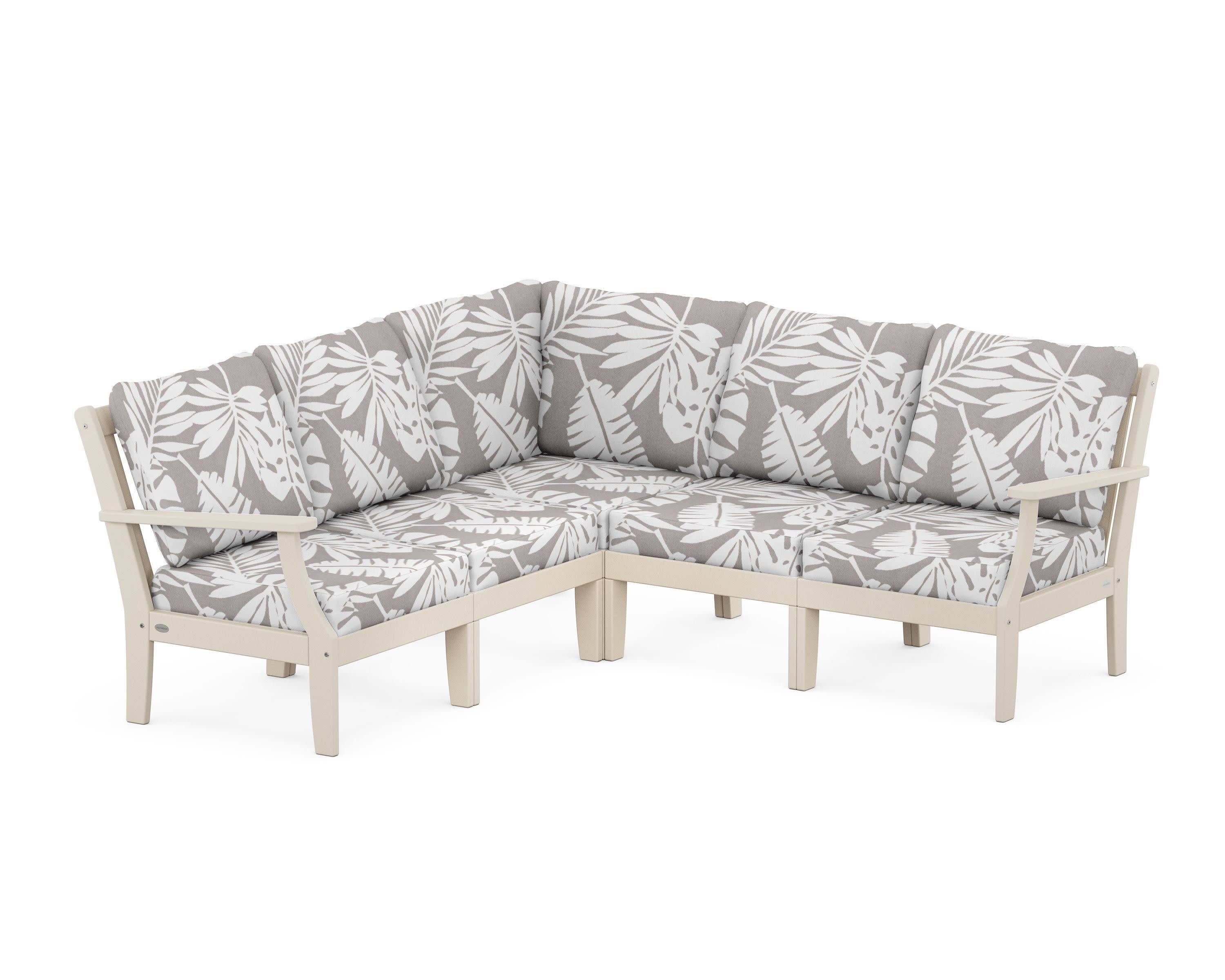 Braxton Modular 5-Piece Deep Seating Set in Sand / Leaf Grey Mist