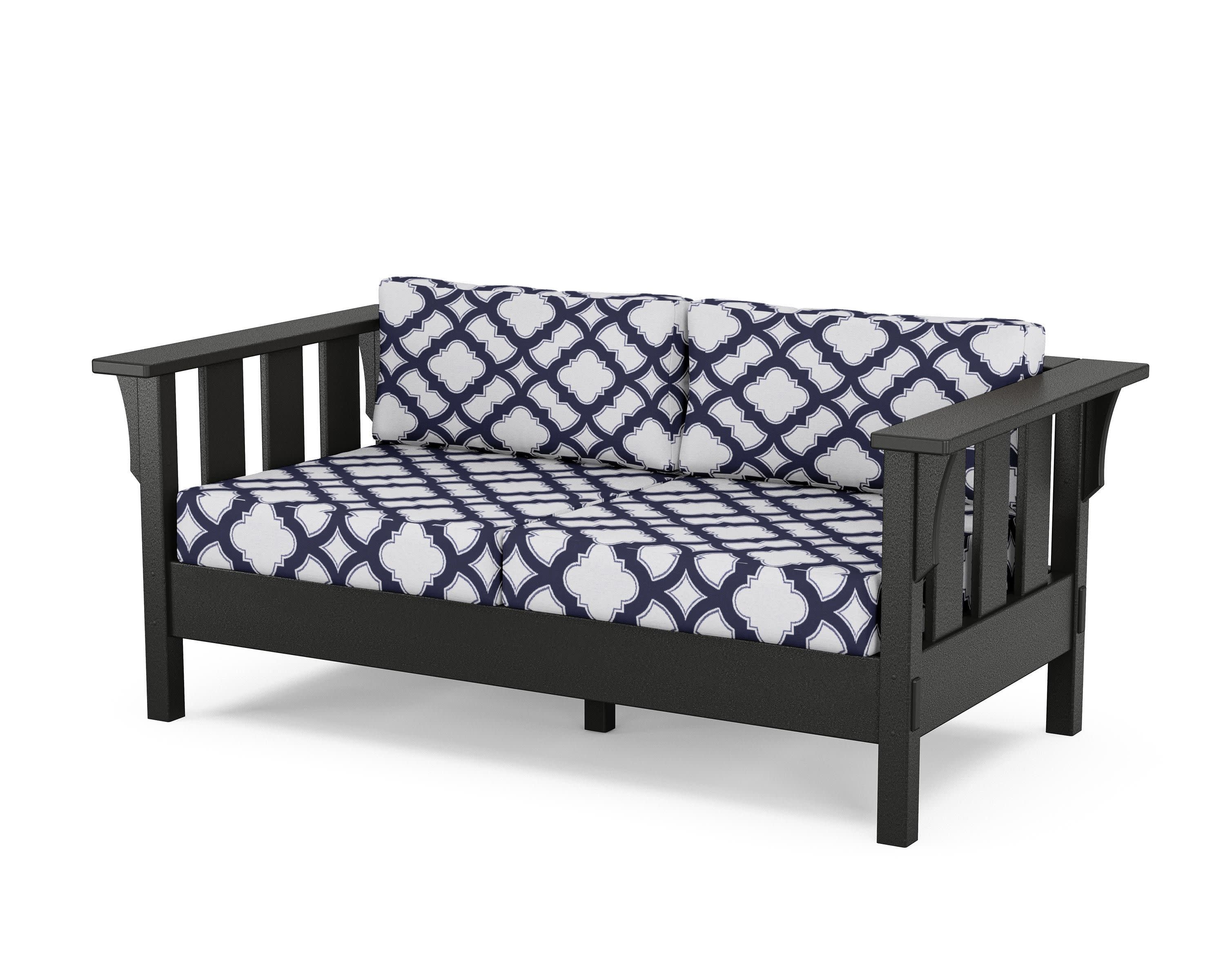 Acadia Deep Seating Loveseat in Black / Trellis Navy