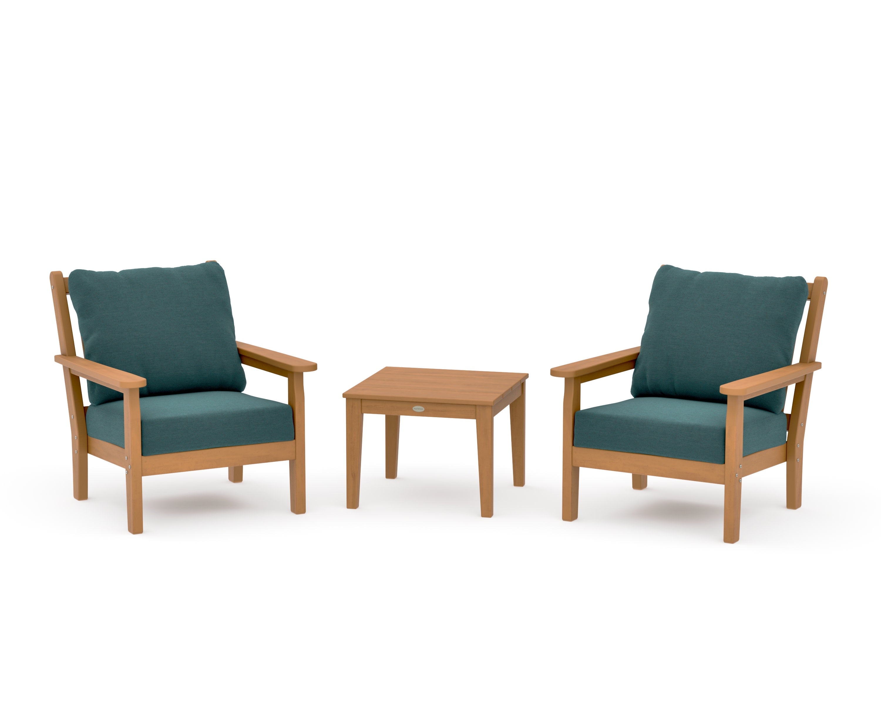 Chippendale 3-Piece Deep Seating Set in Natural / Ocean Teal