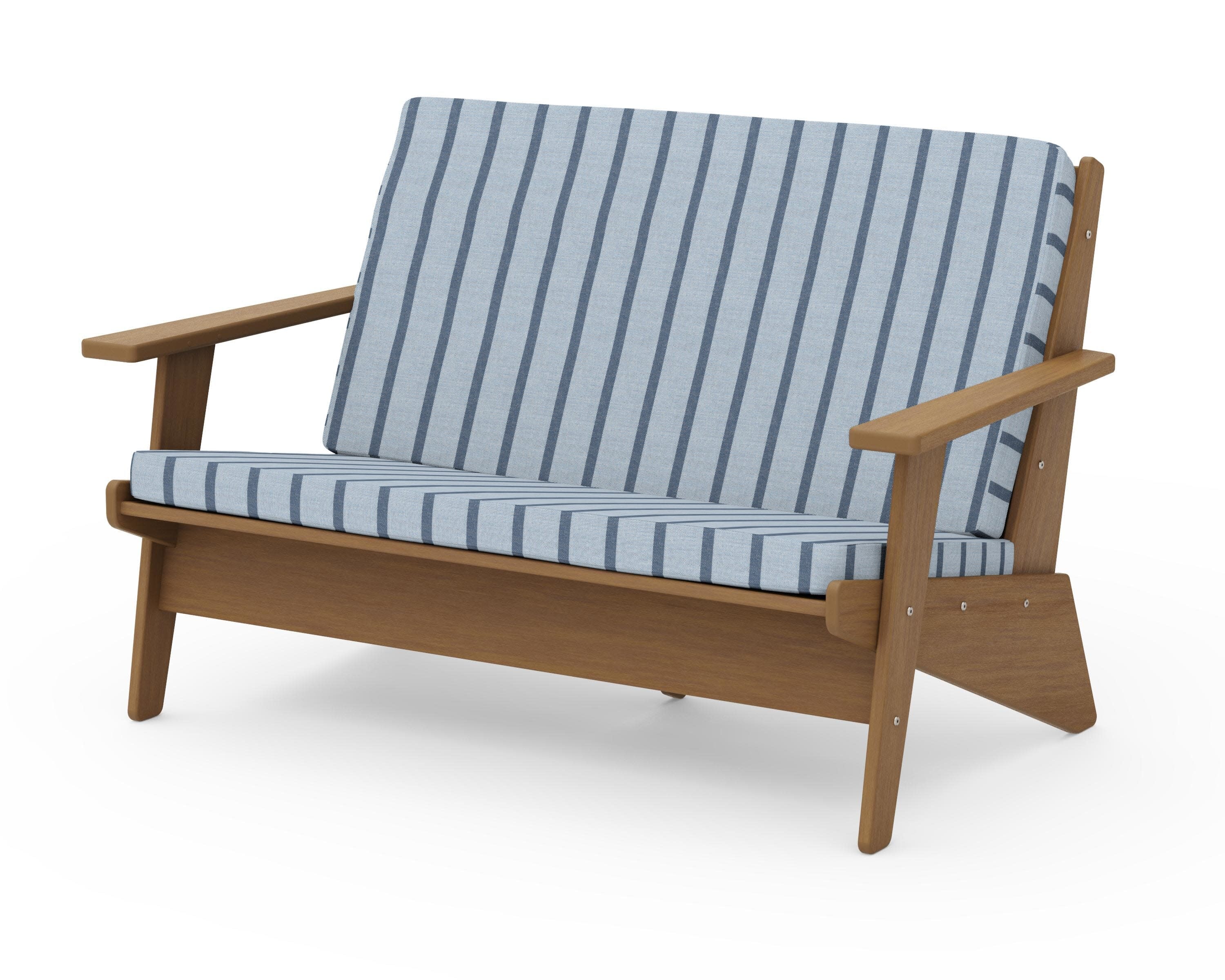 Riviera Modern Lounge Loveseat in Natural / Unwind Sky