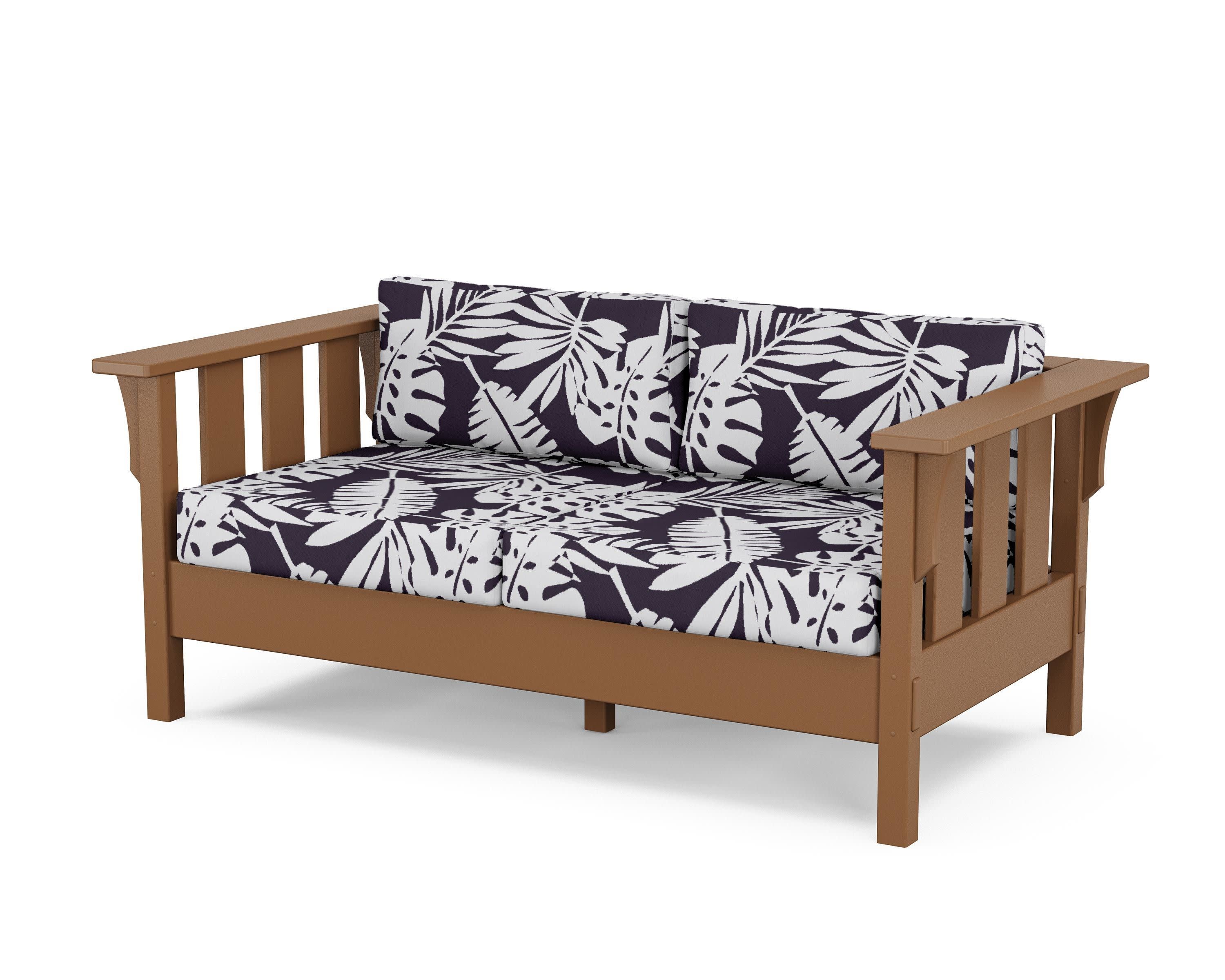 Acadia Deep Seating Loveseat in Teak / Leaf Navy