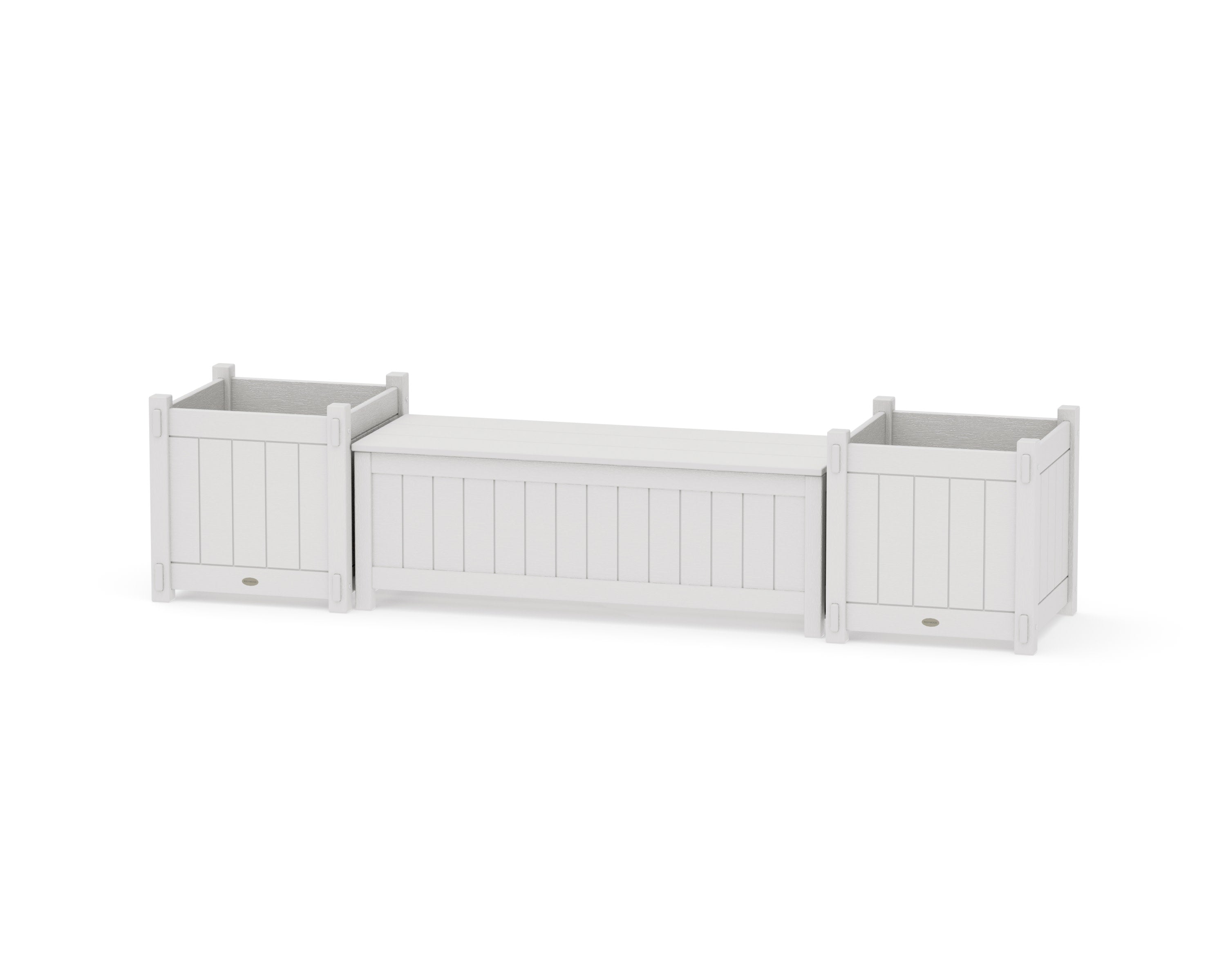 48" Vineyard Straight Planter Storage Bench Set- Large in Vintage White