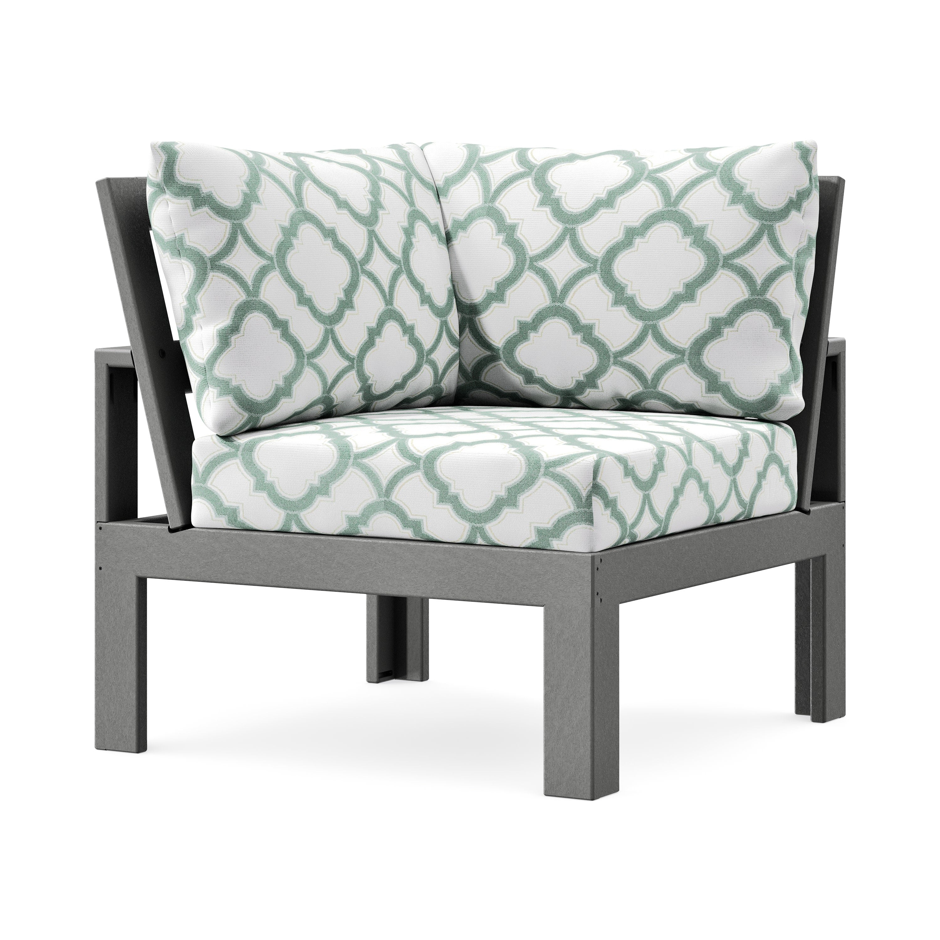 Modular Corner Chair in Slate Grey / Trellis Glacier Spa