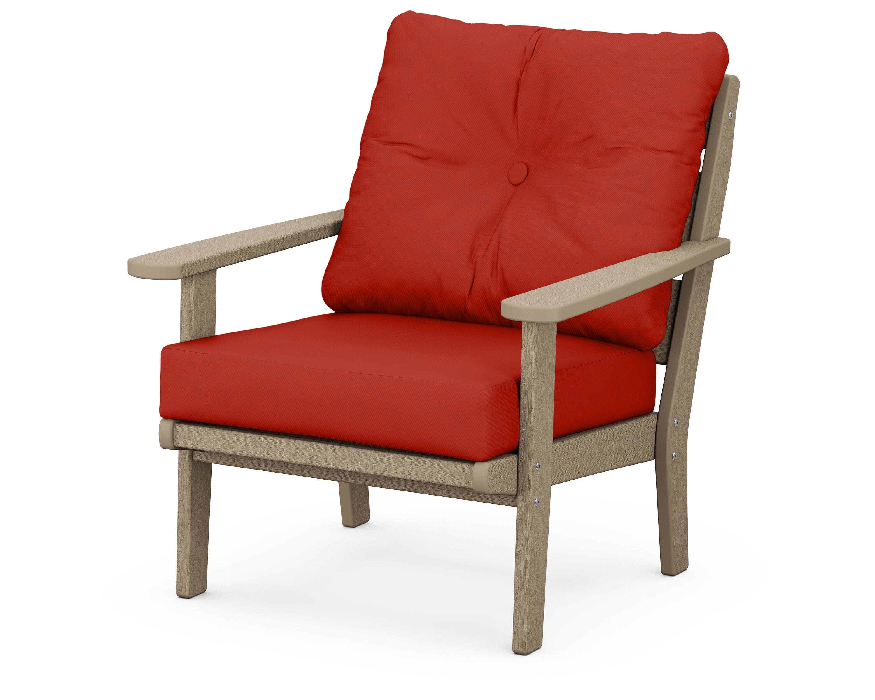 Lakeside Deep Seating Chair in Vintage Sahara / Canvas Jockey Red