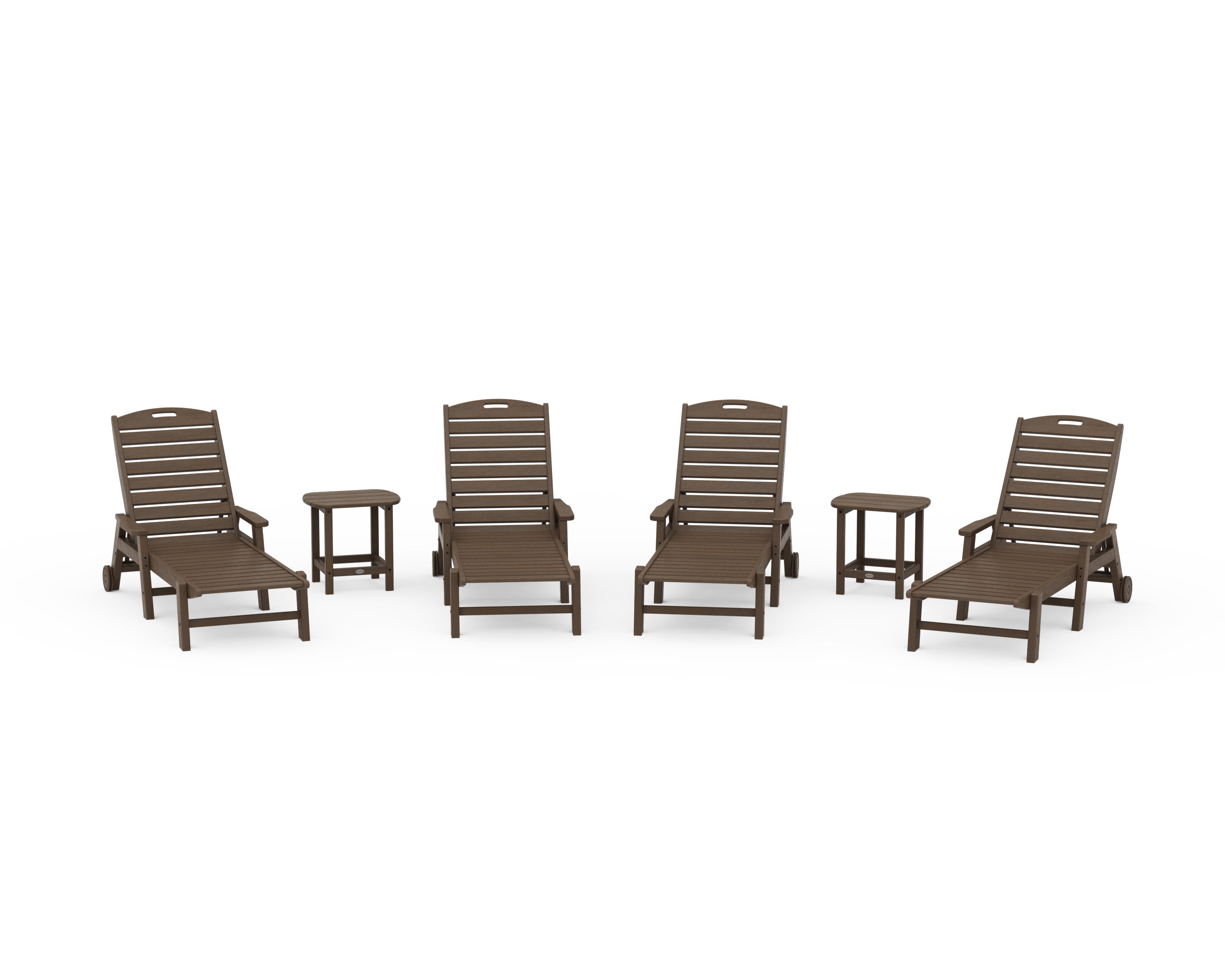 Nautical Chaise 6-Piece Set with Arms & Wheels in Kona