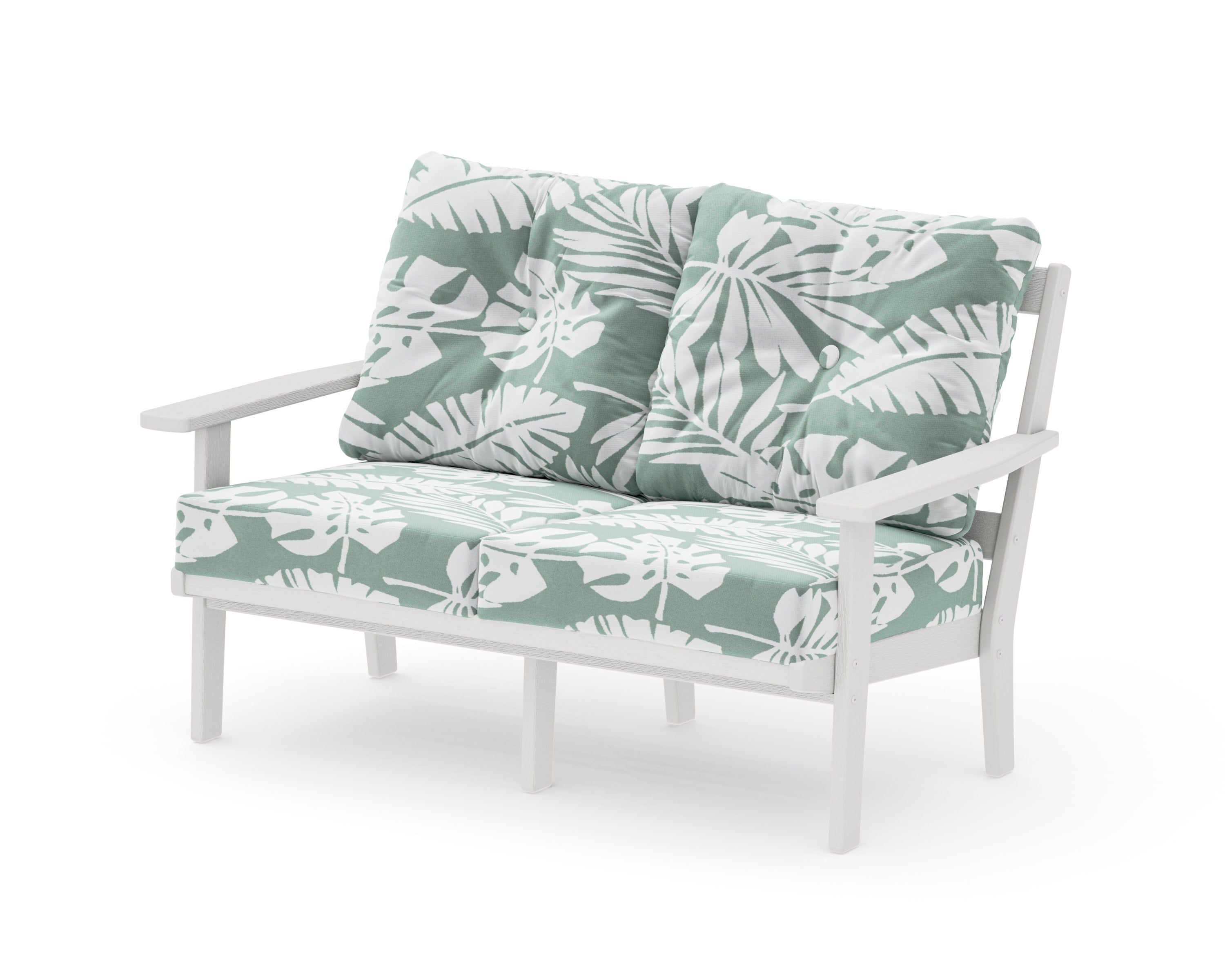 Oxford Deep SeatingLoveseat in Vintage White / Leaf Glacier Spa