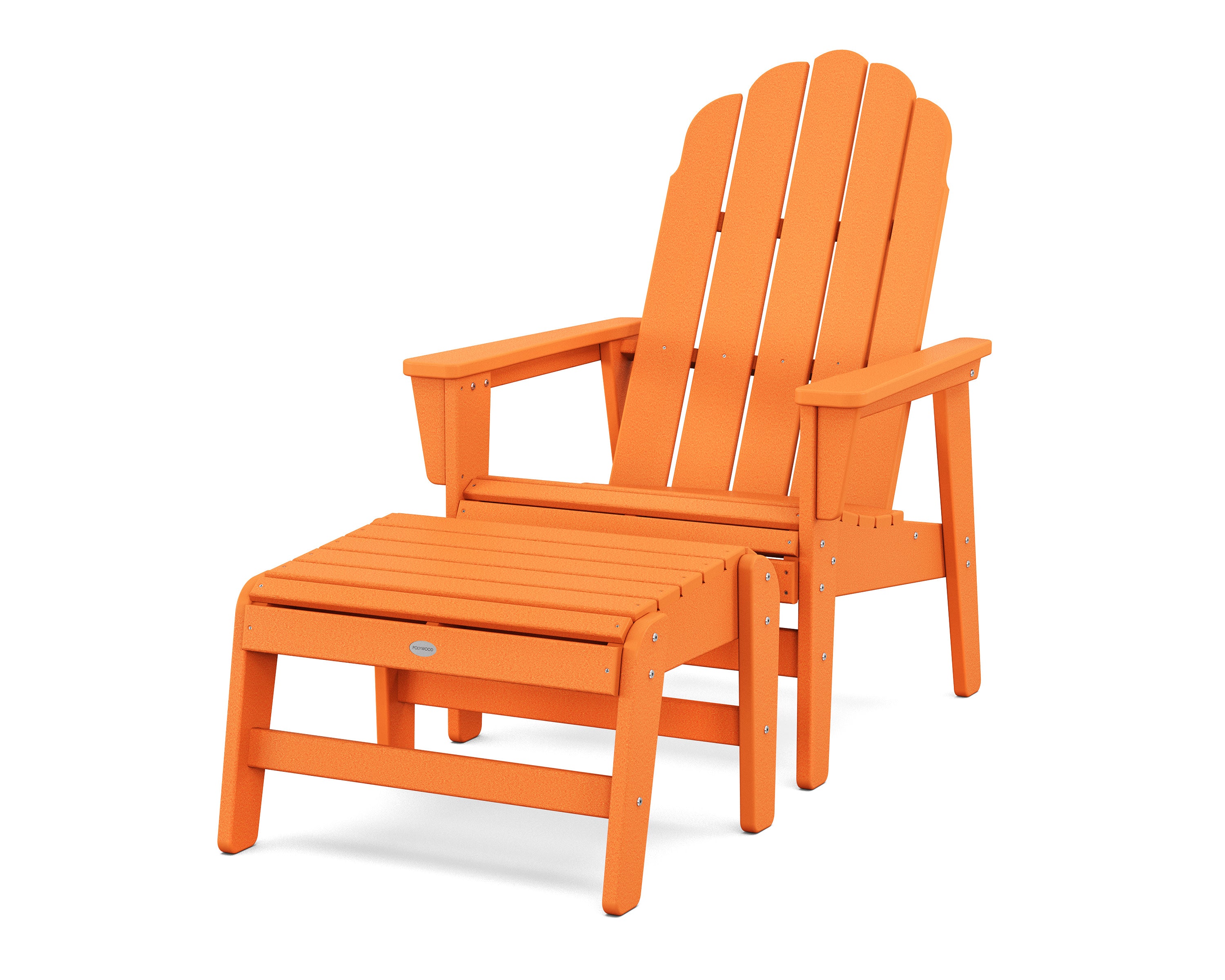 Vineyard Grand Upright Adirondack Chair with Ottoman in Tangerine