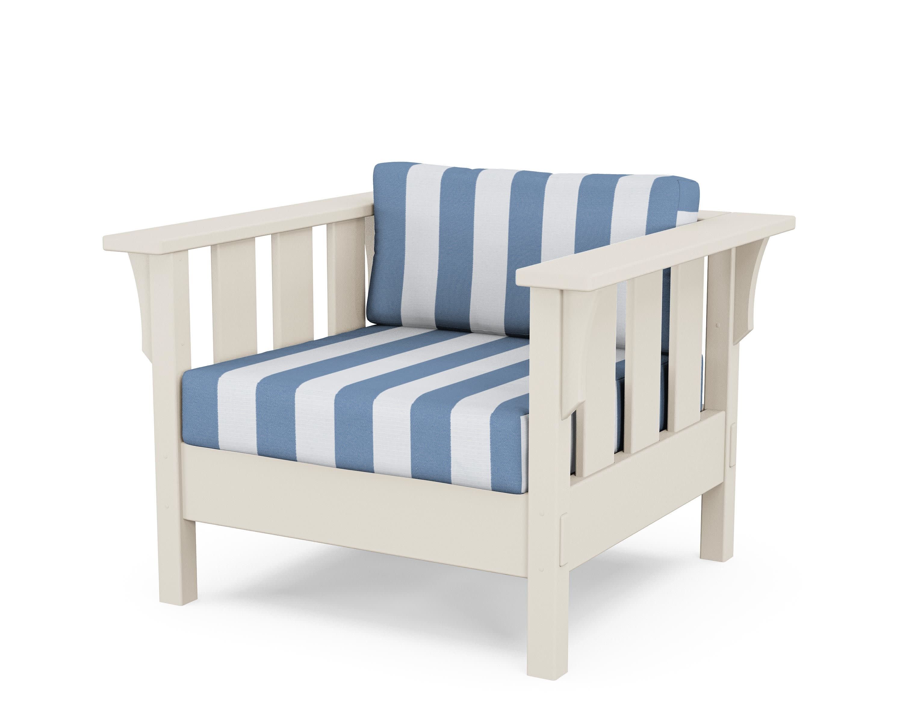 Acadia Deep Seating Chair in Sand / Cabana Stripe Sky Blue