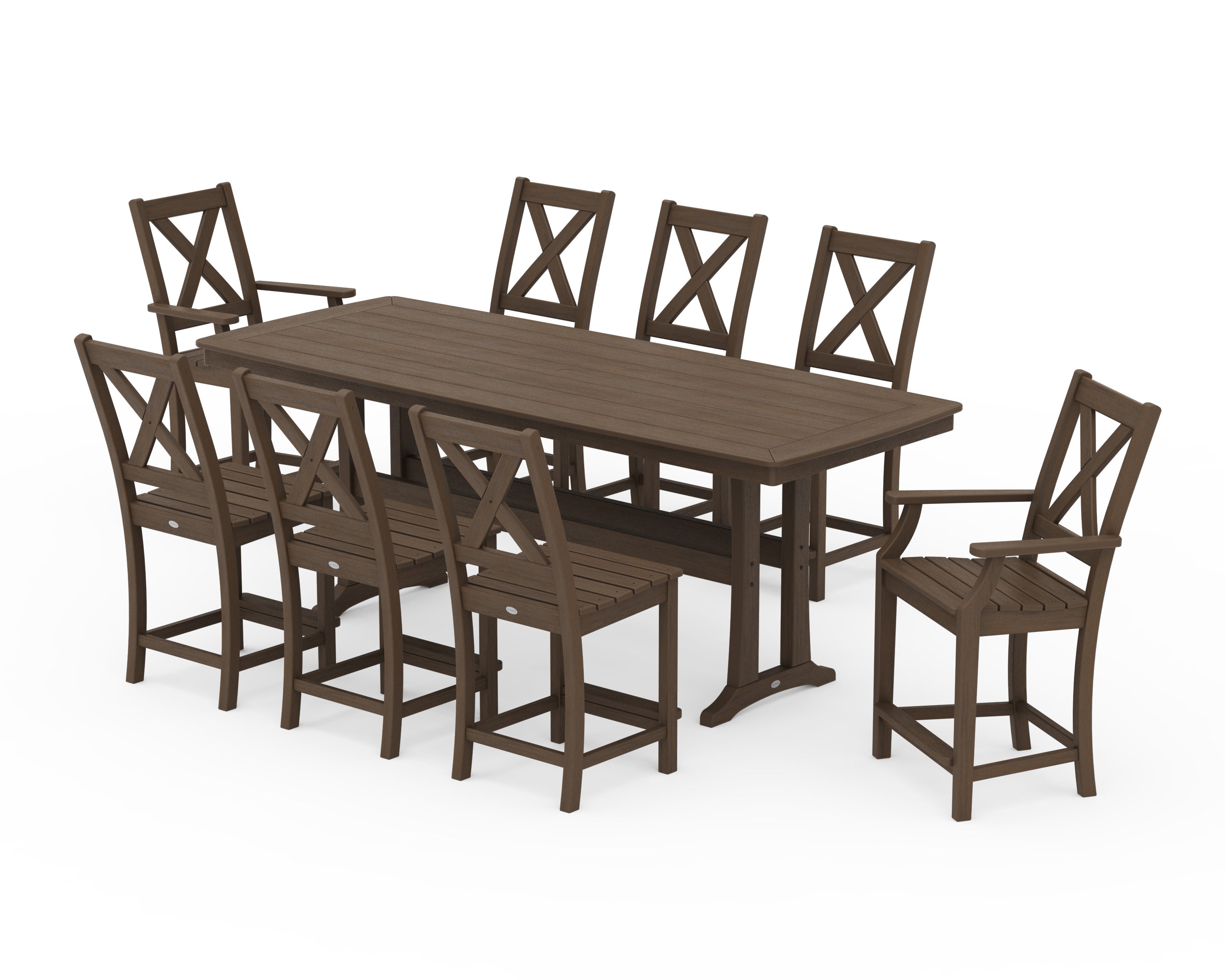 Braxton 9-Piece Counter Set with Trestle Legs in Kona