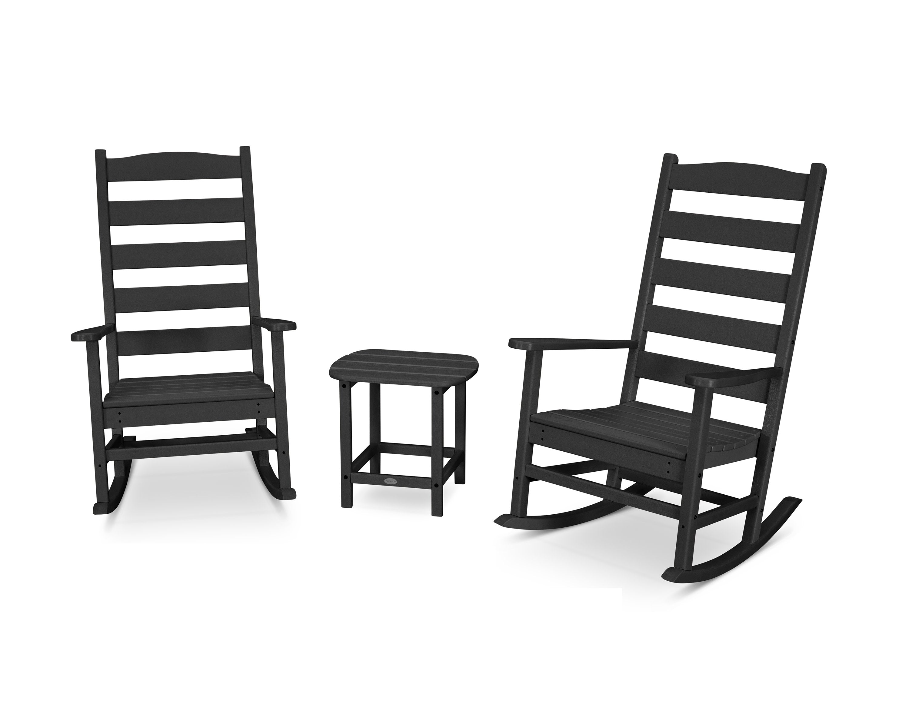 Shaker 3-Piece Porch Rocking Chair Set in Black