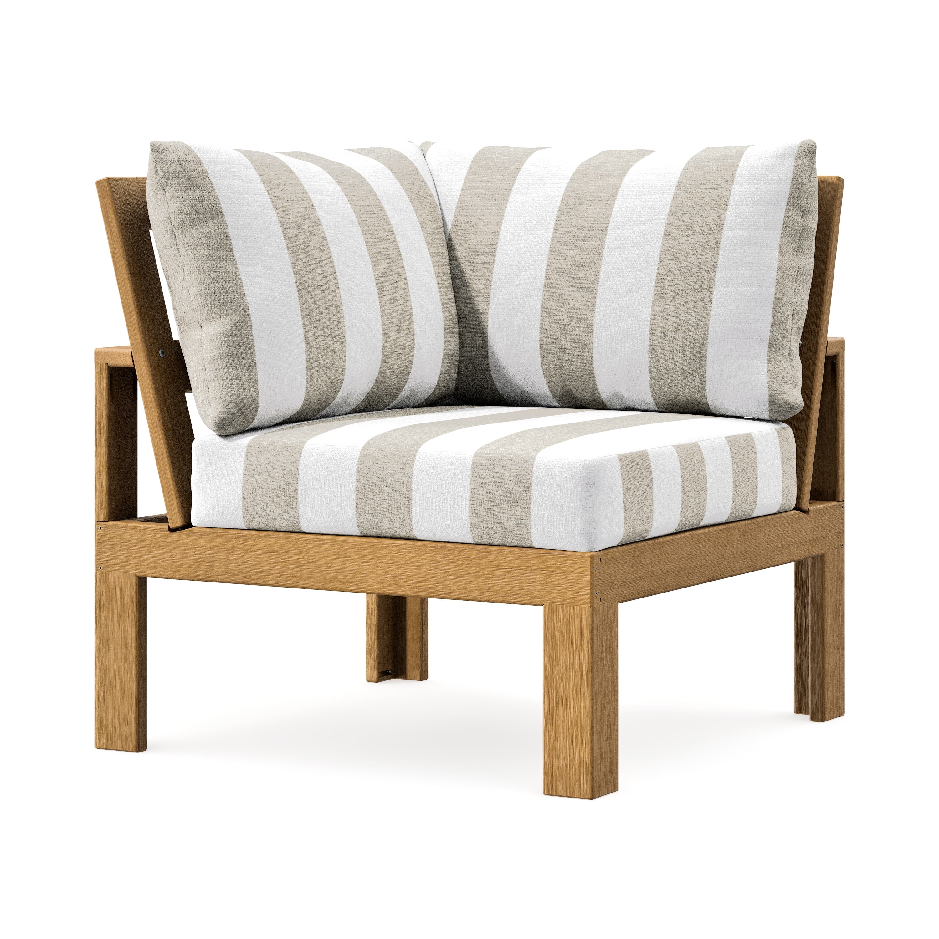 Modular Corner Chair in Natural / Cabana Stripe Dune Burlap