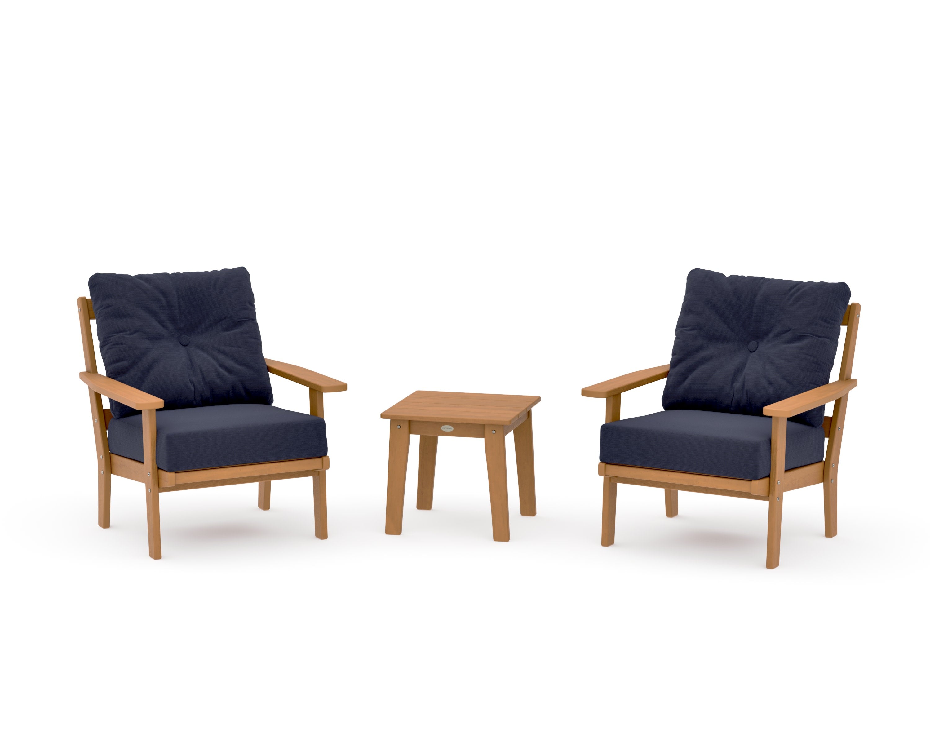 Prairie 3-Piece Deep Seating Set in Natural / Navy Linen