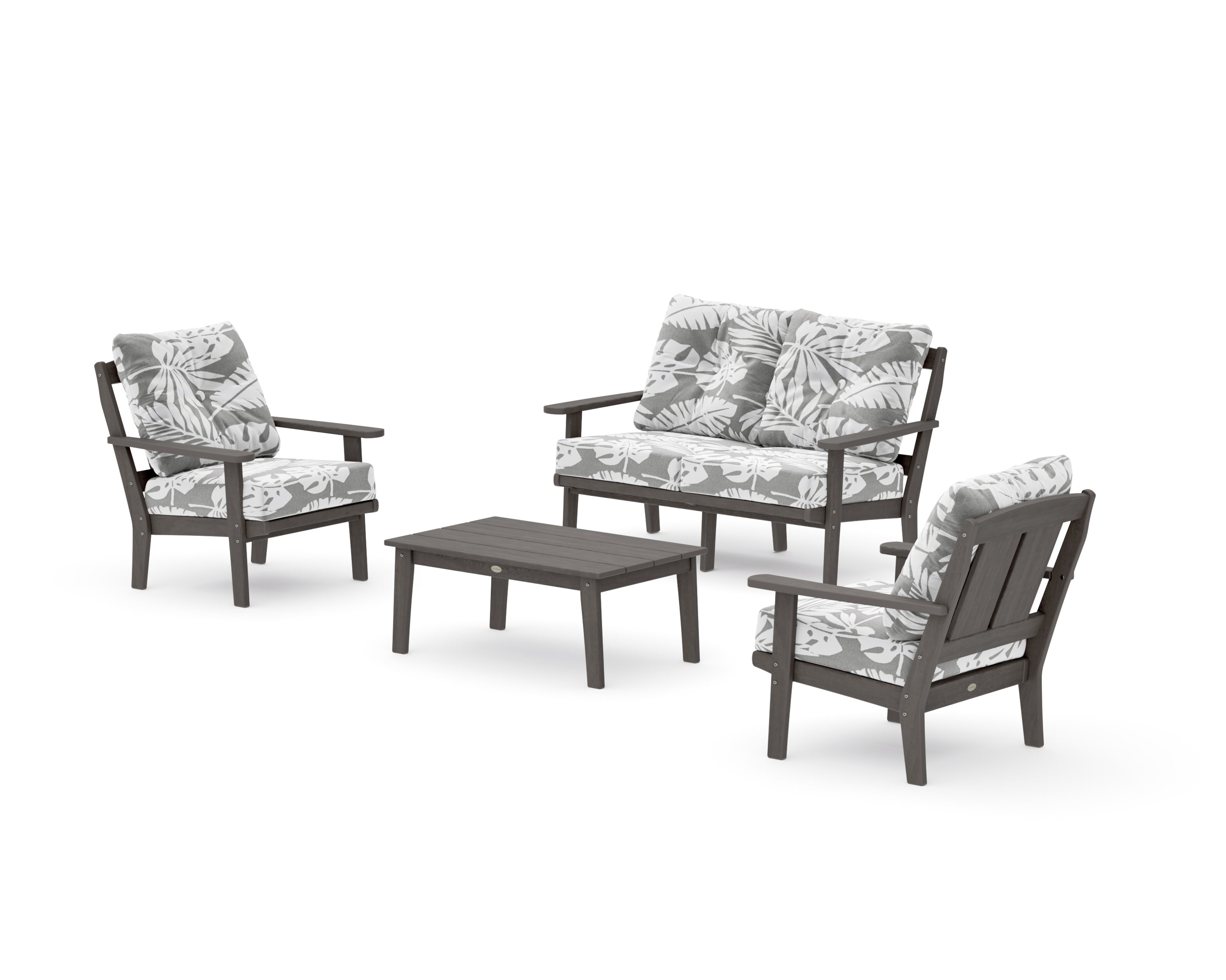 Mission 4-Piece Deep Seating Set with Loveseat in Driftwood / Leaf Grey Mist