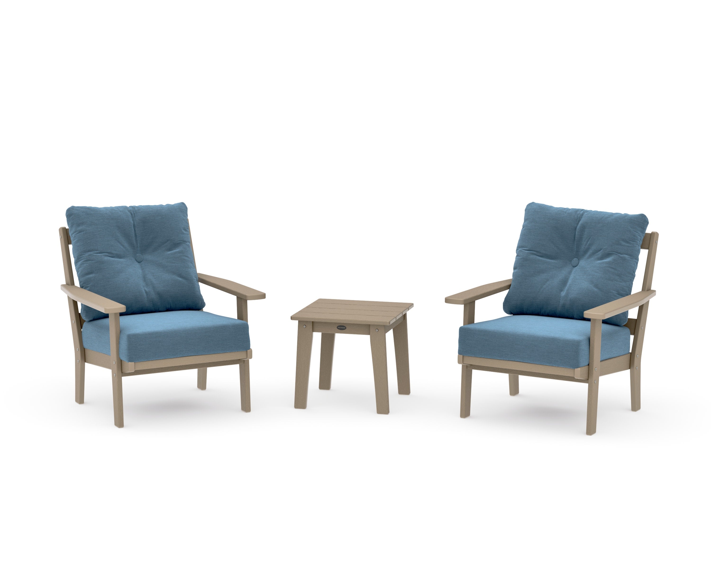 Oxford 3-Piece Deep Seating Set in Vintage Sahara / Sky Blue