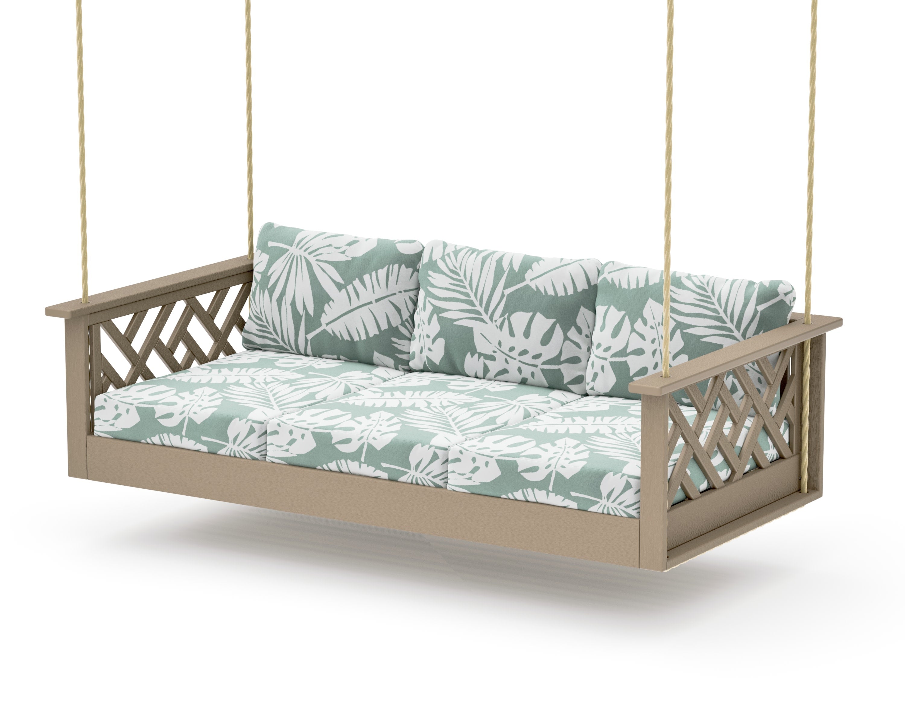 Chippendale Daybed Swing in Vintage Sahara / Leaf Glacier Spa