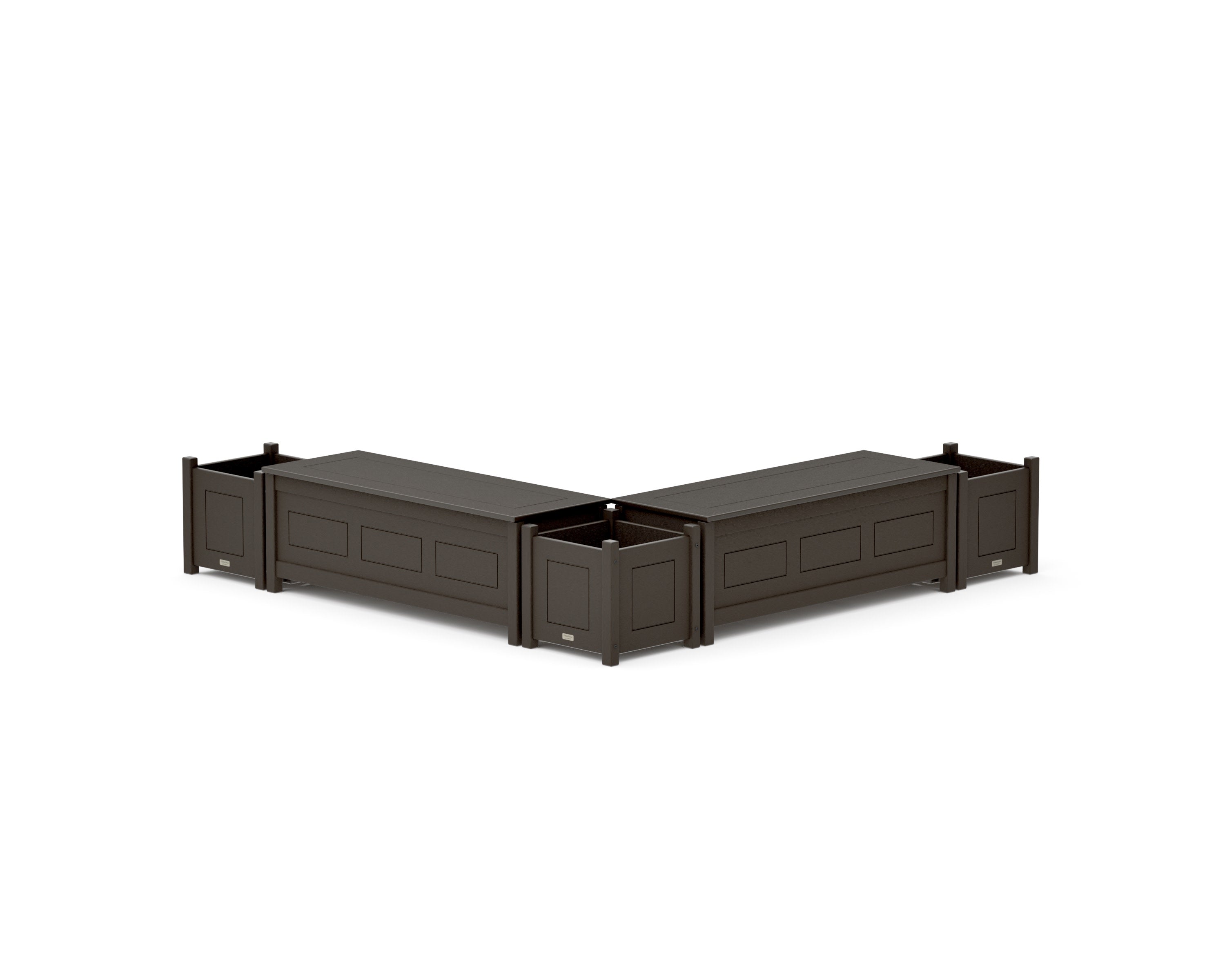 48" Country Living L- Shaped Planter Storage Bench Corner Set in Vintage Coffee