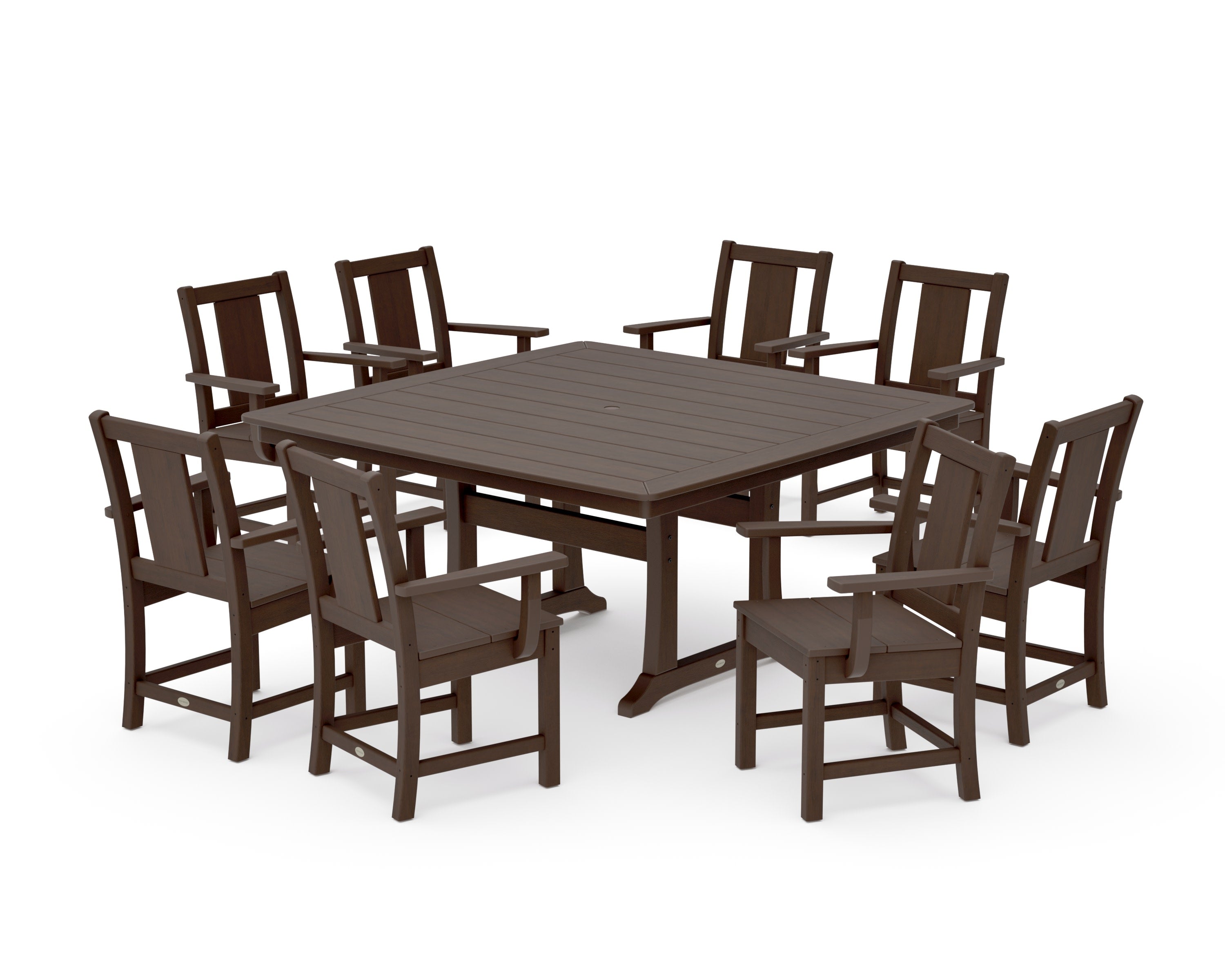 Prairie 9-Piece Square Dining Set with Trestle Legs in Kona